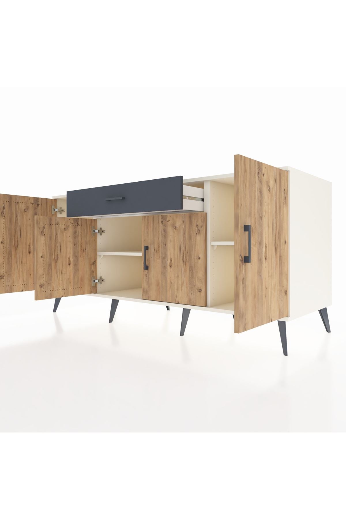 Kronos Konsol 3 Raflı Tek Çekmeceli 4 Kapaklı 176x59x83 - S610M007V02C