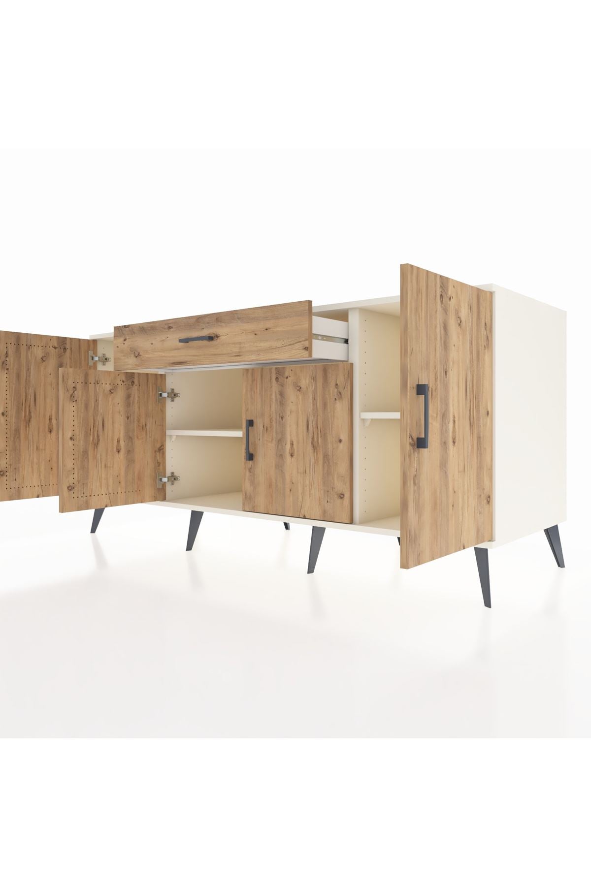 Kronos Konsol 3 Raflı Tek Çekmeceli 4 Kapaklı 176x59x83 - S610M007V03C