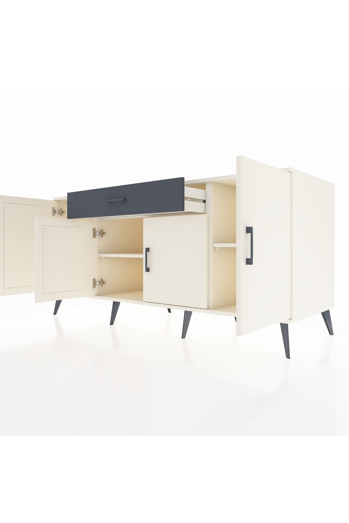 Kronos Konsol 3 Raflı Tek Çekmeceli 4 Kapaklı 176x59x83 - S610M007V05C