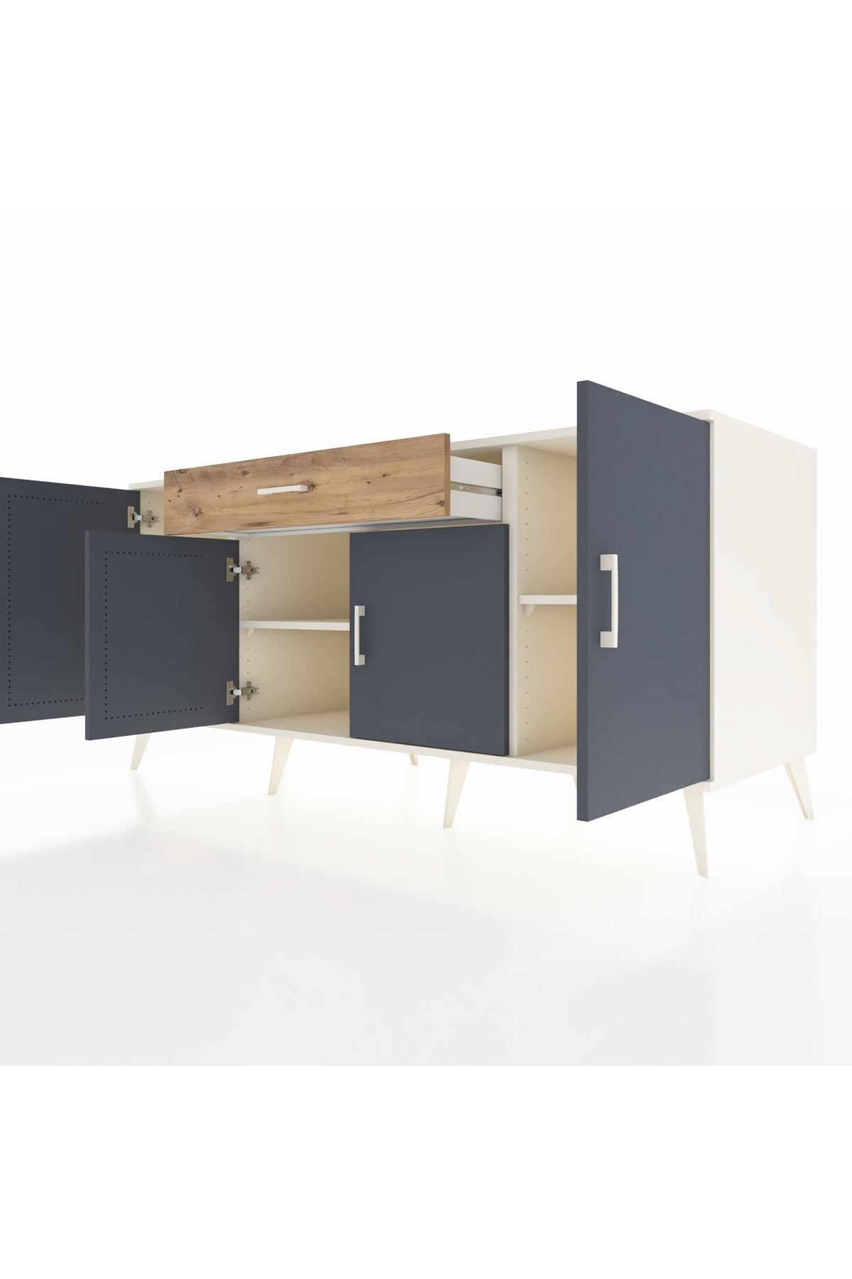 Kronos Konsol 3 Raflı Tek Çekmeceli 4 Kapaklı 176x59x83 - S610M007V09C