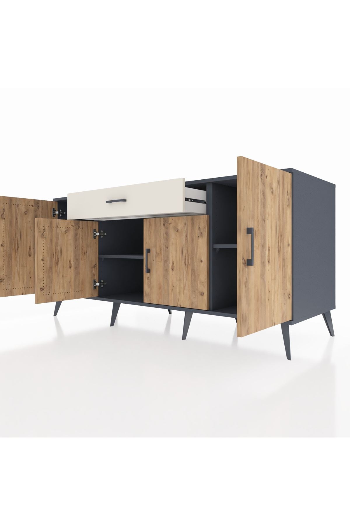 Kronos Konsol 3 Raflı Tek Çekmeceli 4 Kapaklı 176x59x83 - S610M007V10C