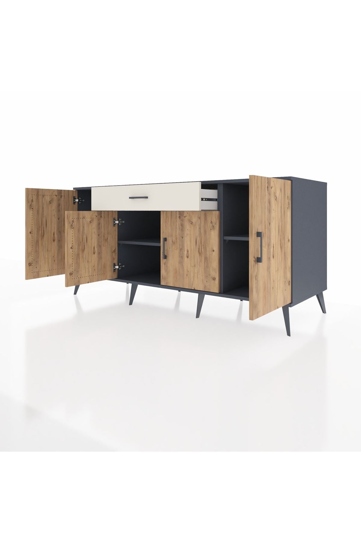 Kronos Konsol 3 Raflı Tek Çekmeceli 4 Kapaklı 176x59x83 - S610M007V10C