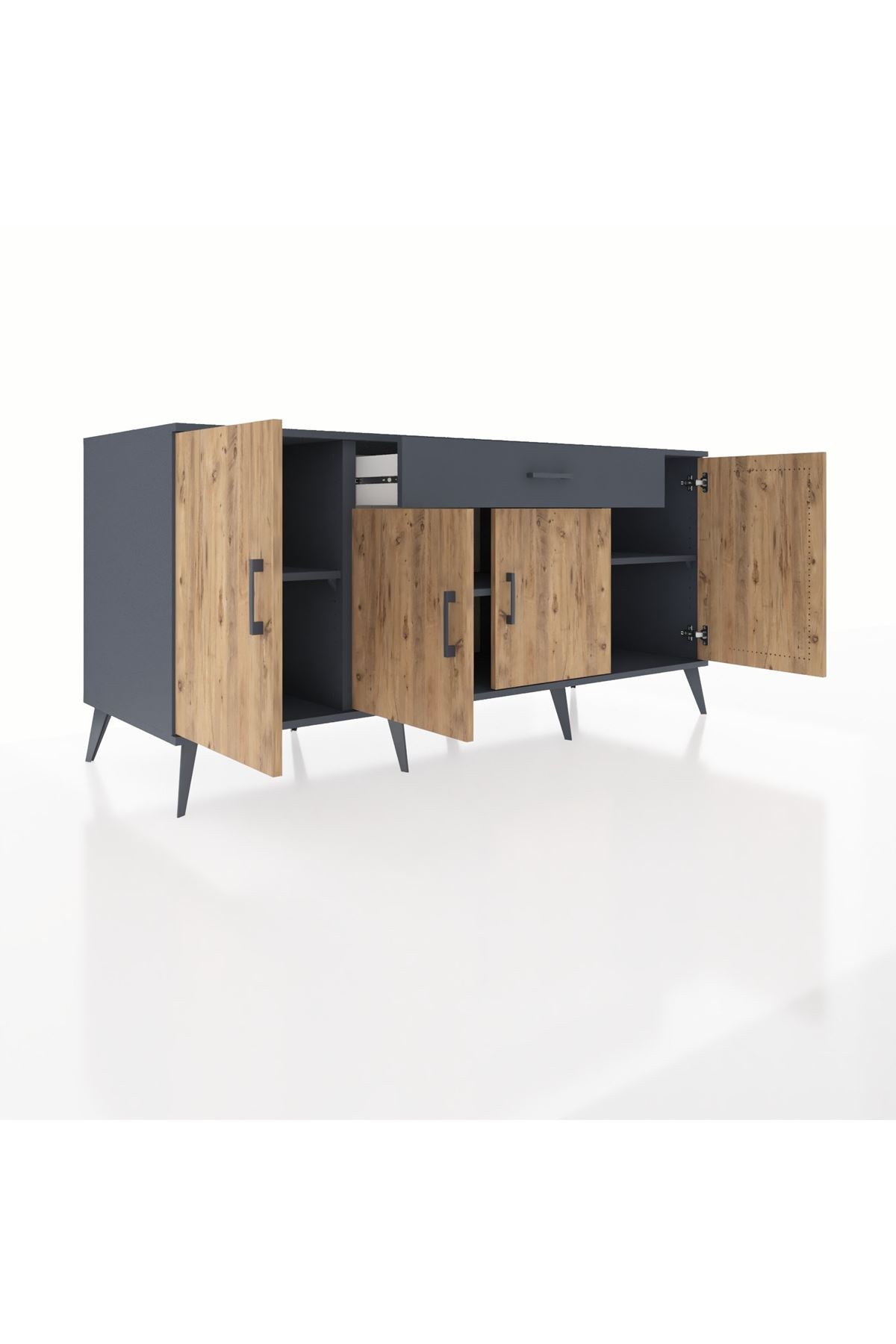 Kronos Konsol 3 Raflı Tek Çekmeceli 4 Kapaklı 176x59x83 - S610M007V11C