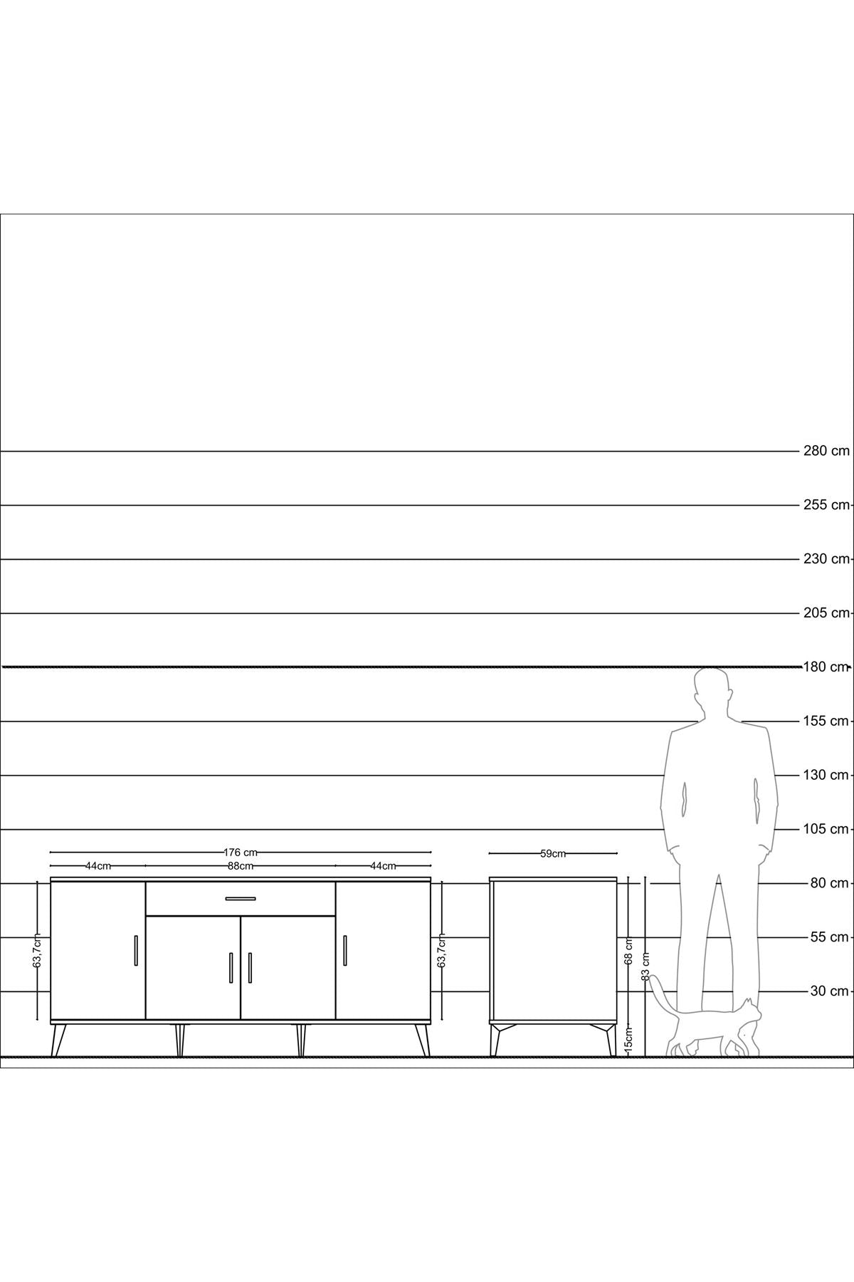 Kronos Konsol 3 Raflı Tek Çekmeceli 4 Kapaklı 176x59x83 - S610M007V11C