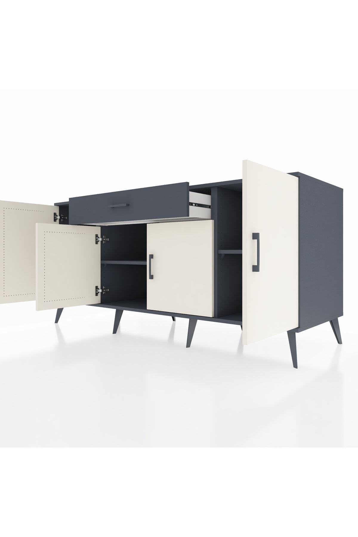 Kronos Konsol 3 Raflı Tek Çekmeceli 4 Kapaklı 176x59x83 - S610M007V14C