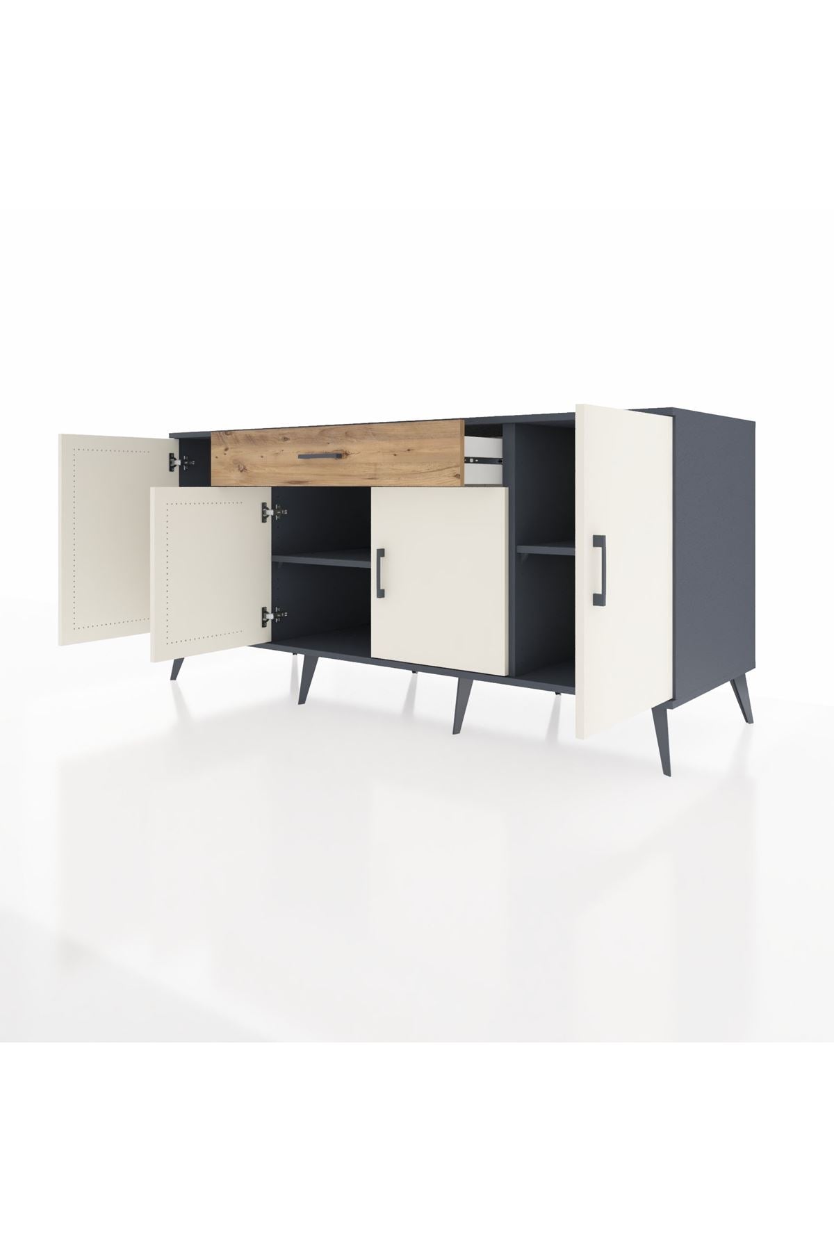 Kronos Konsol 3 Raflı Tek Çekmeceli 4 Kapaklı 176x59x83 - S610M007V15C