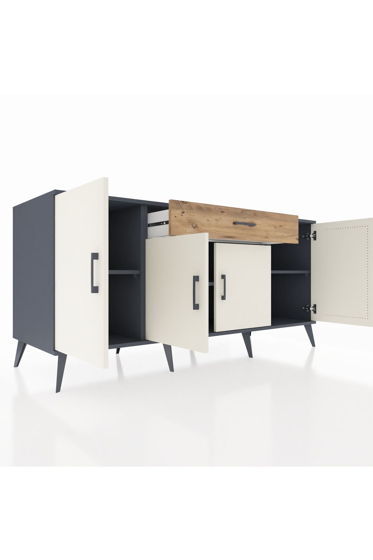 Kronos Konsol 3 Raflı Tek Çekmeceli 4 Kapaklı 176x59x83 - S610M007V15C