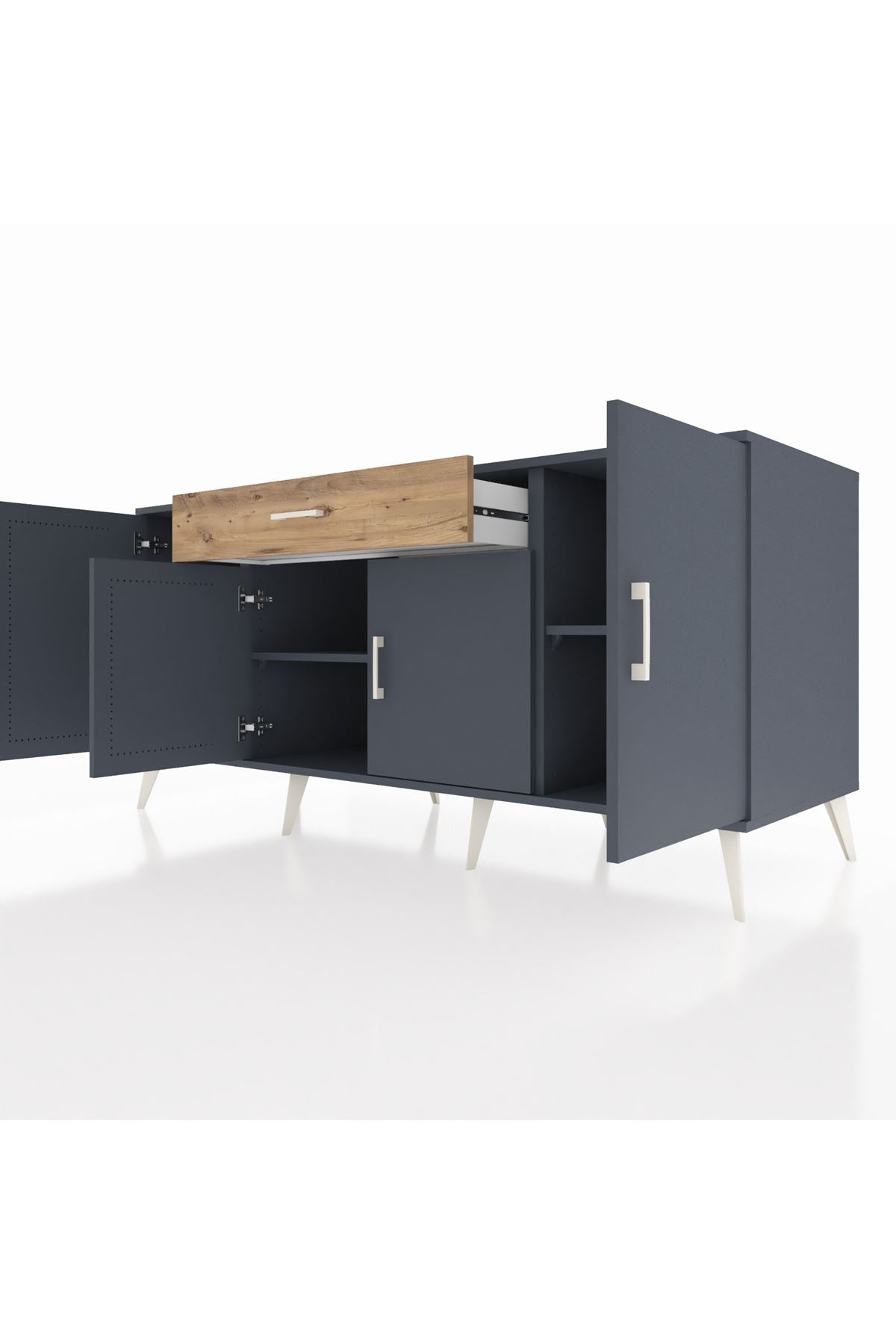 Kronos Konsol 3 Raflı Tek Çekmeceli 4 Kapaklı 176x59x83 - S610M007V18C