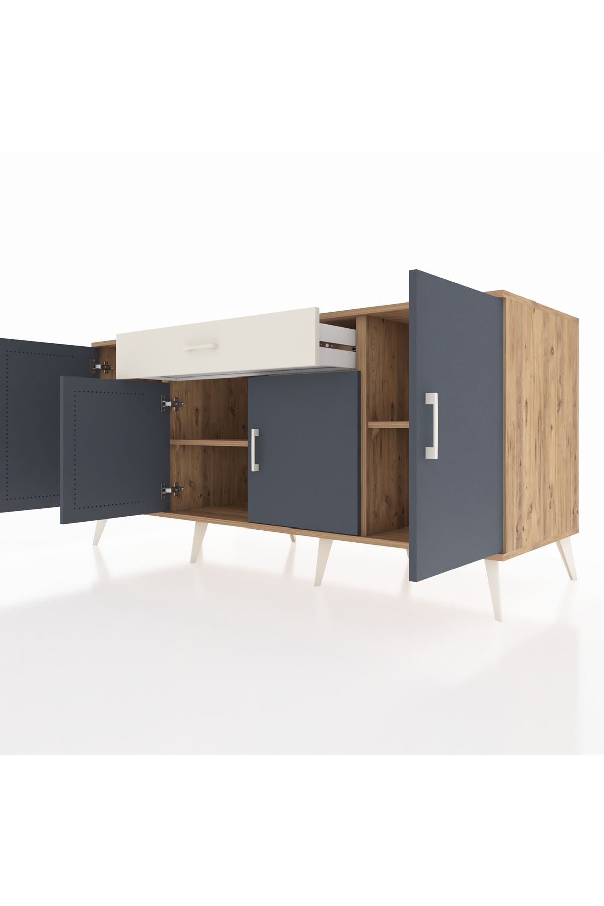Kronos Konsol 3 Raflı Tek Çekmeceli 4 Kapaklı 176x59x83 - S610M007V25C