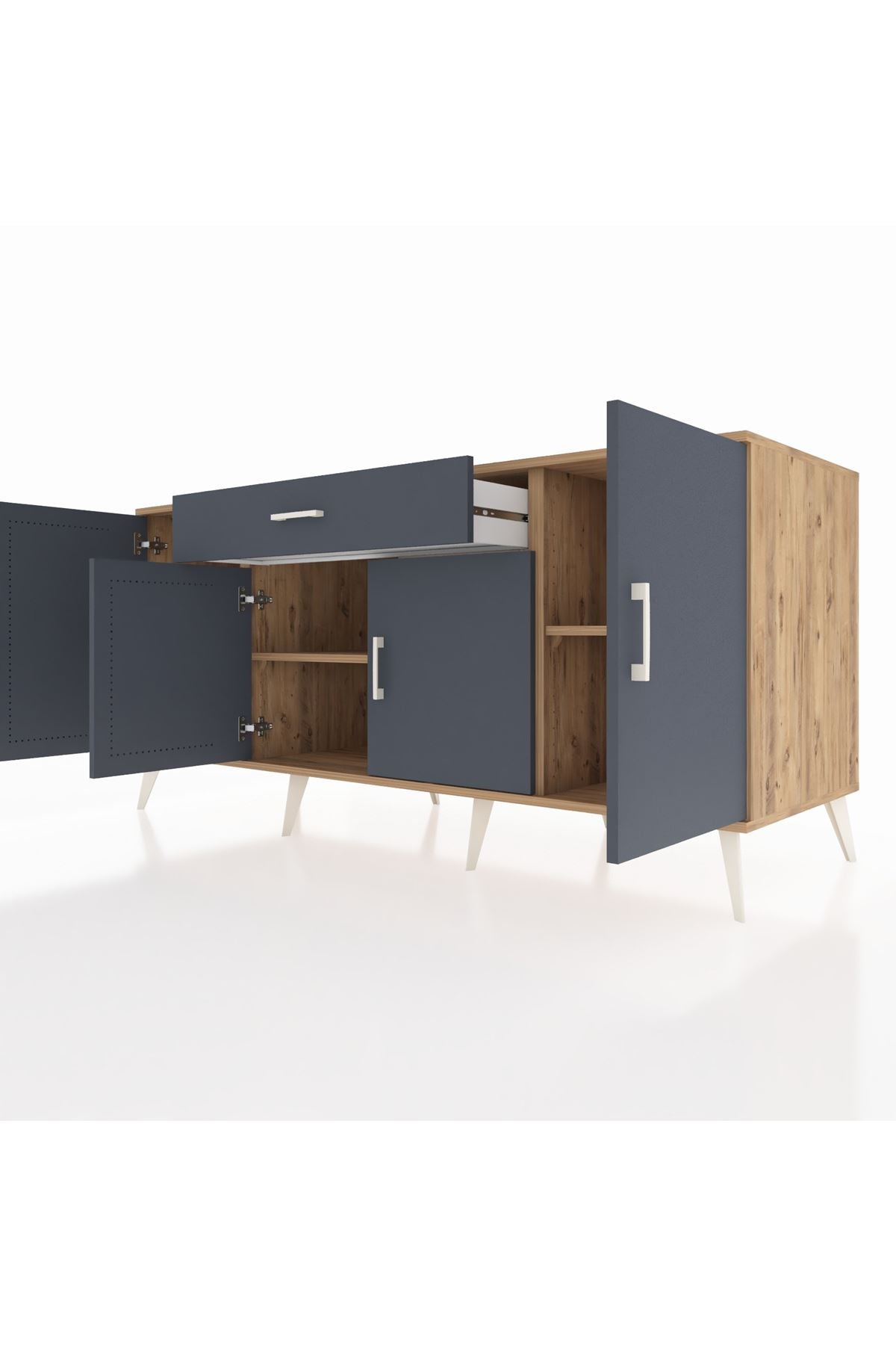 Kronos Konsol 3 Raflı Tek Çekmeceli 4 Kapaklı 176x59x83 - S610M007V26C
