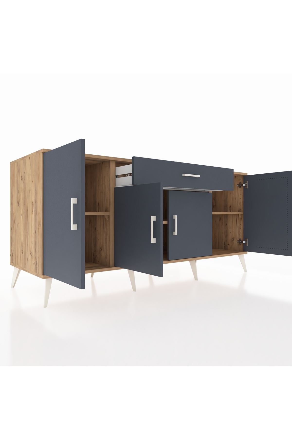 Kronos Konsol 3 Raflı Tek Çekmeceli 4 Kapaklı 176x59x83 - S610M007V26C