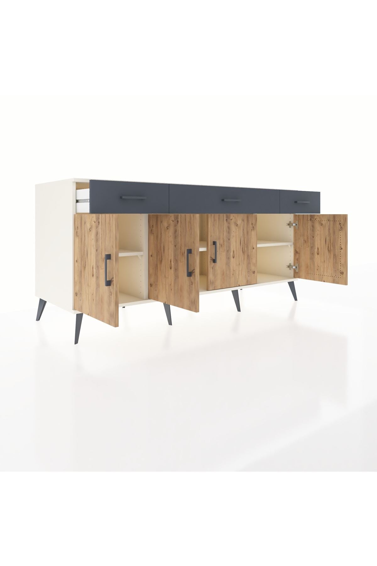 Kronos Konsol 3 Raflı 3 Çekmeceli 4 Kapaklı 176x59x83 - S610M008V02C