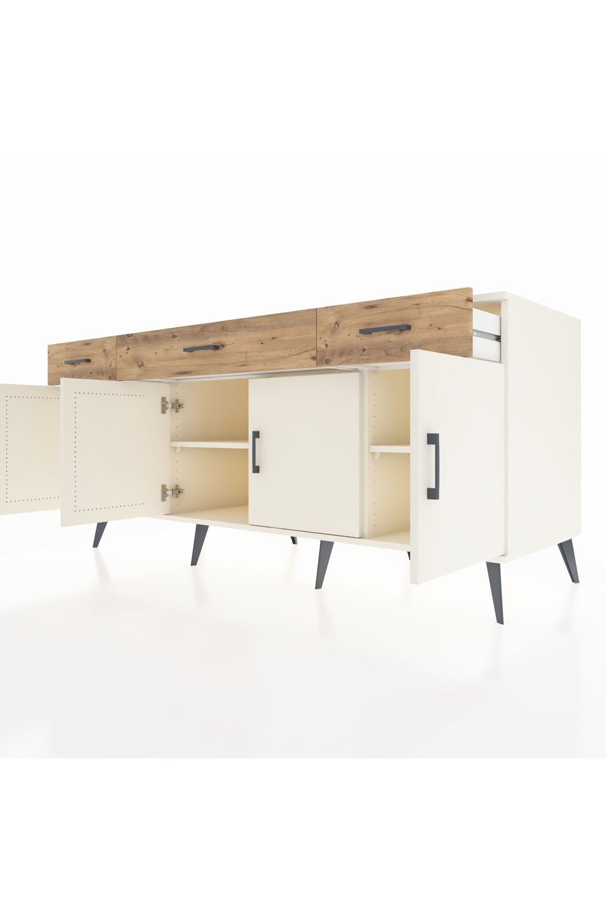 Kronos Konsol 3 Raflı 3 Çekmeceli 4 Kapaklı 176x59x83 - S610M008V06C