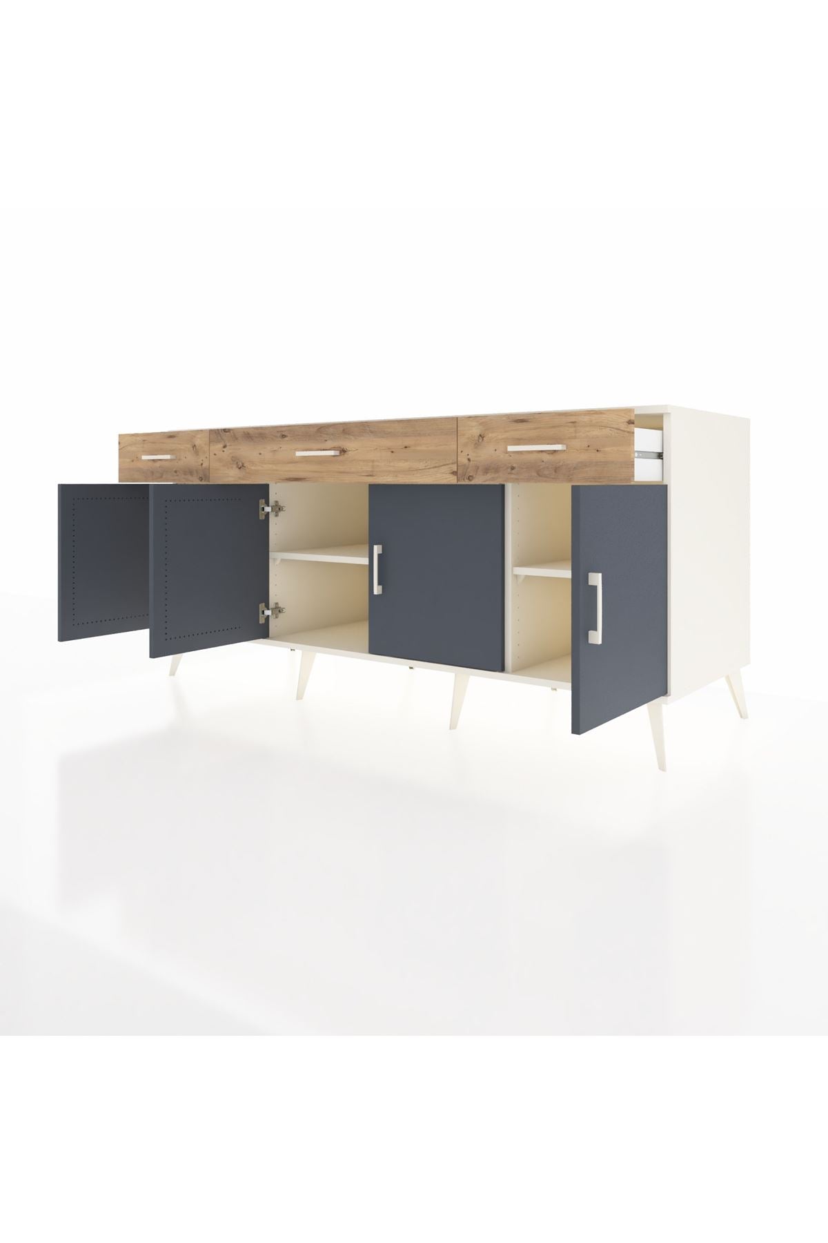 Kronos Konsol 3 Raflı 3 Çekmeceli 4 Kapaklı 176x59x83 - S610M008V09C