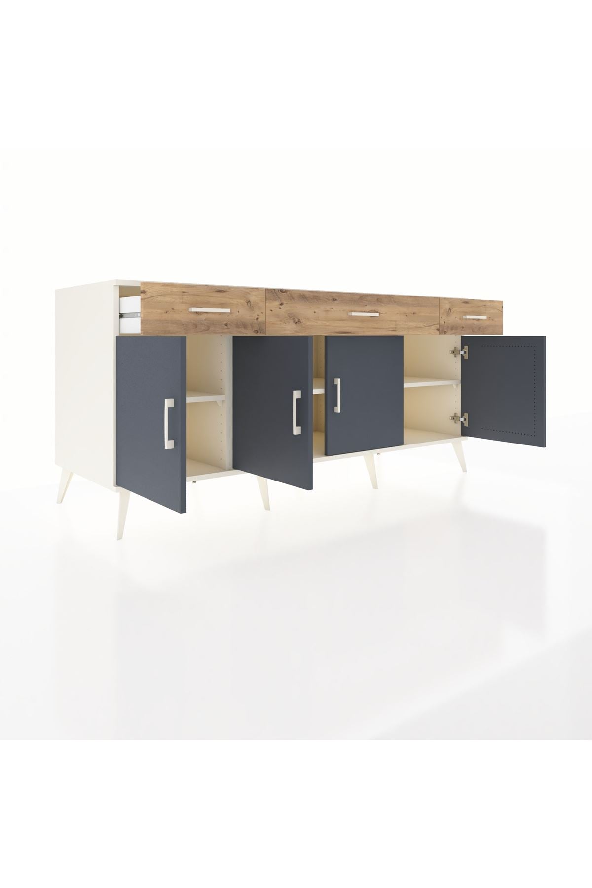 Kronos Konsol 3 Raflı 3 Çekmeceli 4 Kapaklı 176x59x83 - S610M008V09C