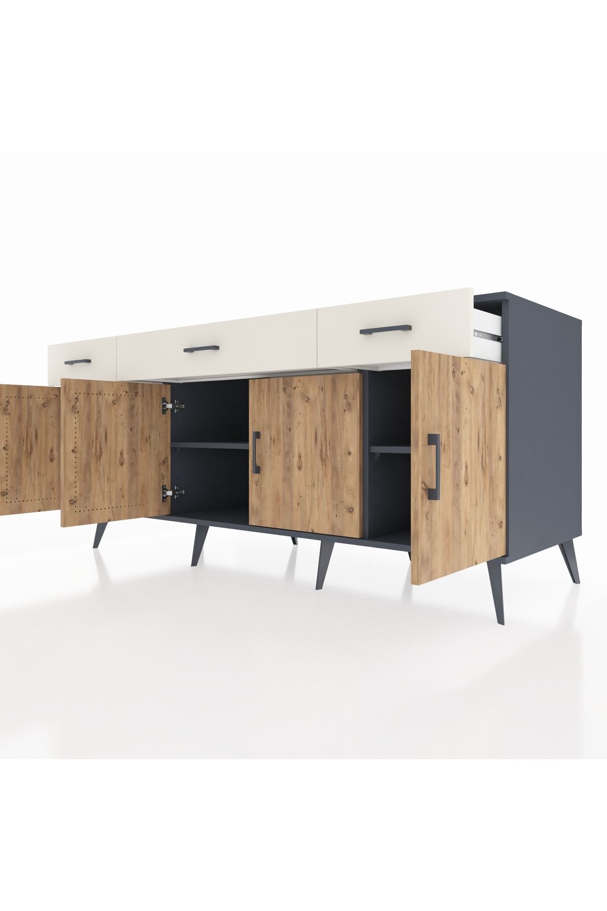 Kronos Konsol 3 Raflı 3 Çekmeceli 4 Kapaklı 176x59x83 - S610M008V10C