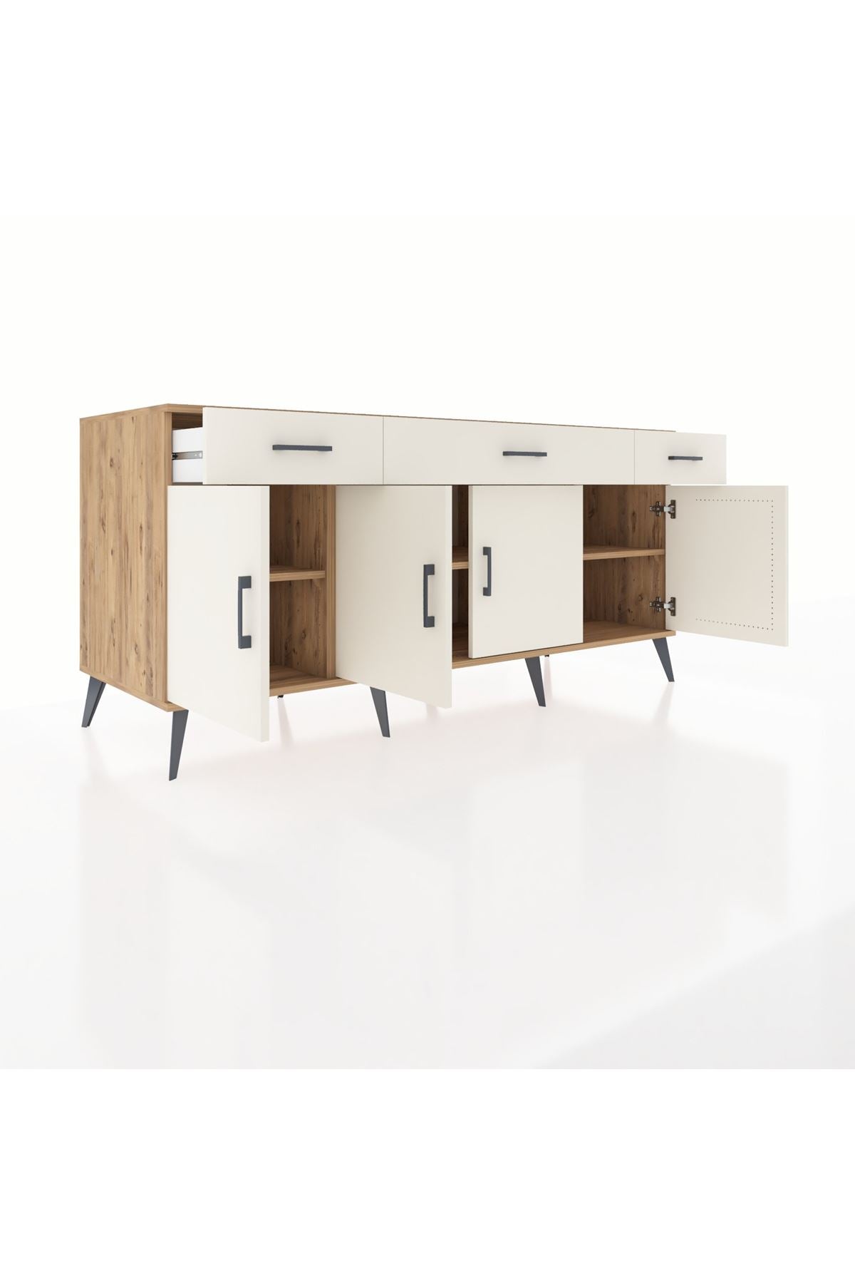 Kronos Konsol 3 Raflı 3 Çekmeceli 4 Kapaklı 176x59x83 - S610M008V22C