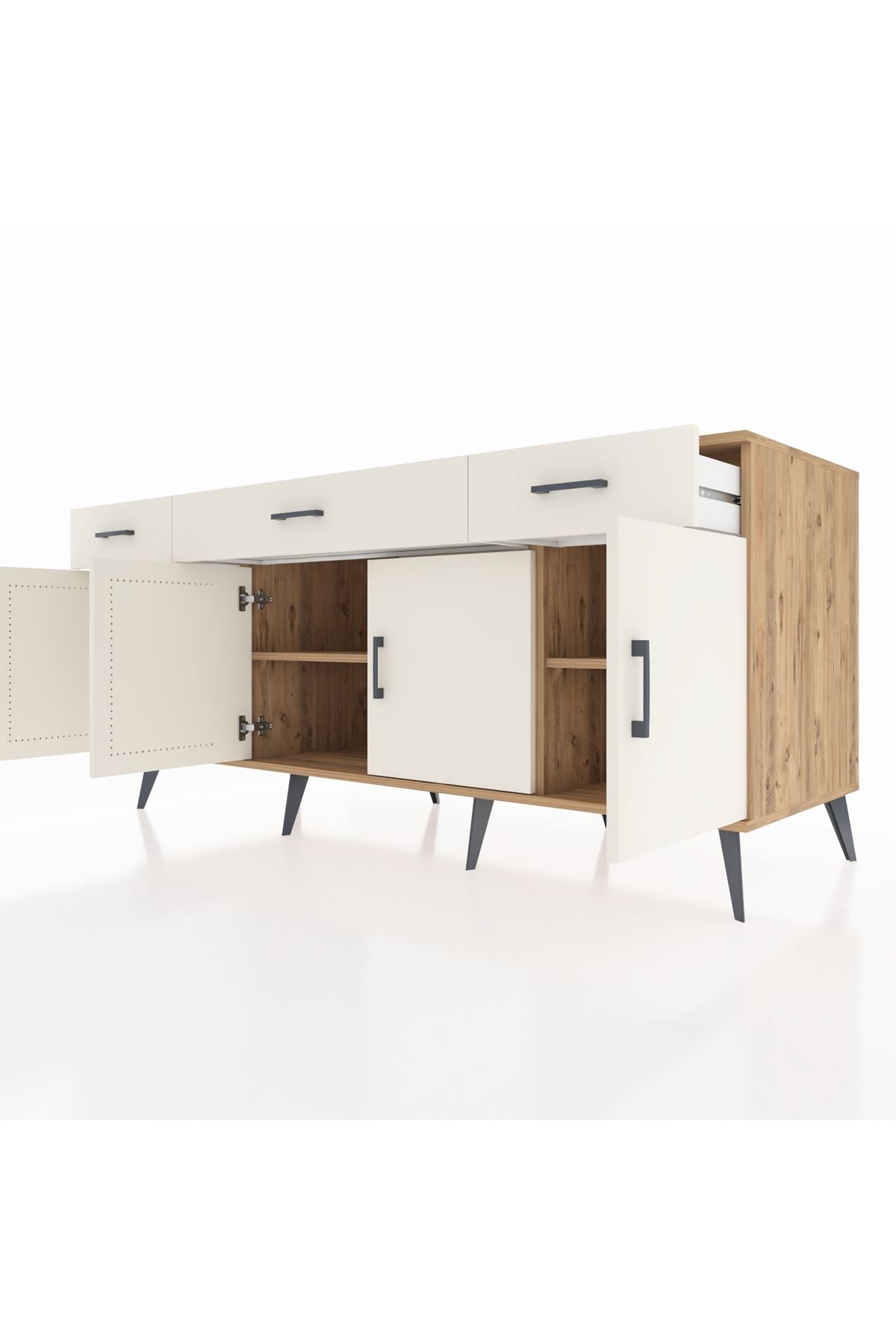 Kronos Konsol 3 Raflı 3 Çekmeceli 4 Kapaklı 176x59x83 - S610M008V22C
