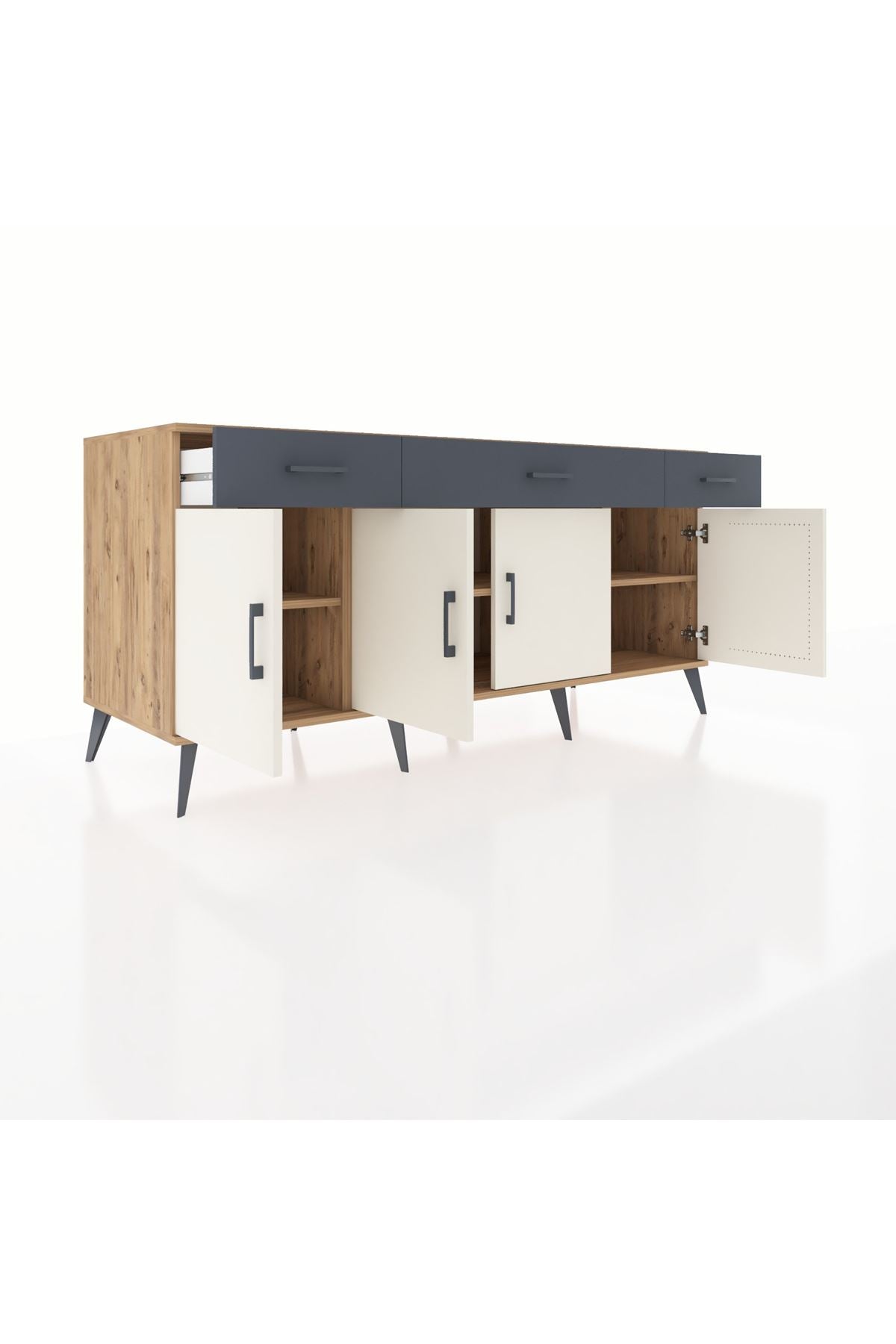 Kronos Konsol 3 Raflı 3 Çekmeceli 4 Kapaklı 176x59x83 - S610M008V23C