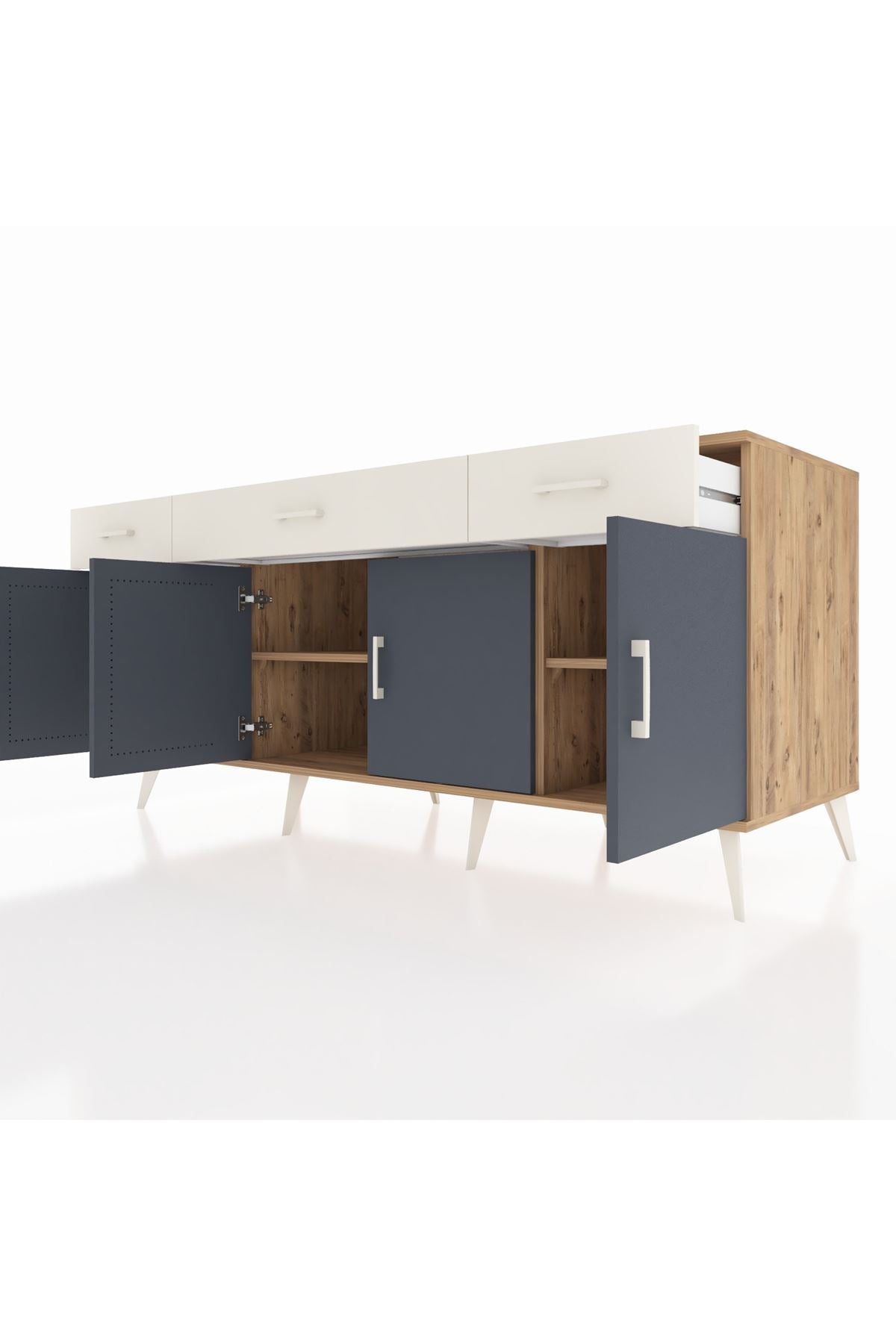 Kronos Konsol 3 Raflı 3 Çekmeceli 4 Kapaklı 176x59x83 - S610M008V25C