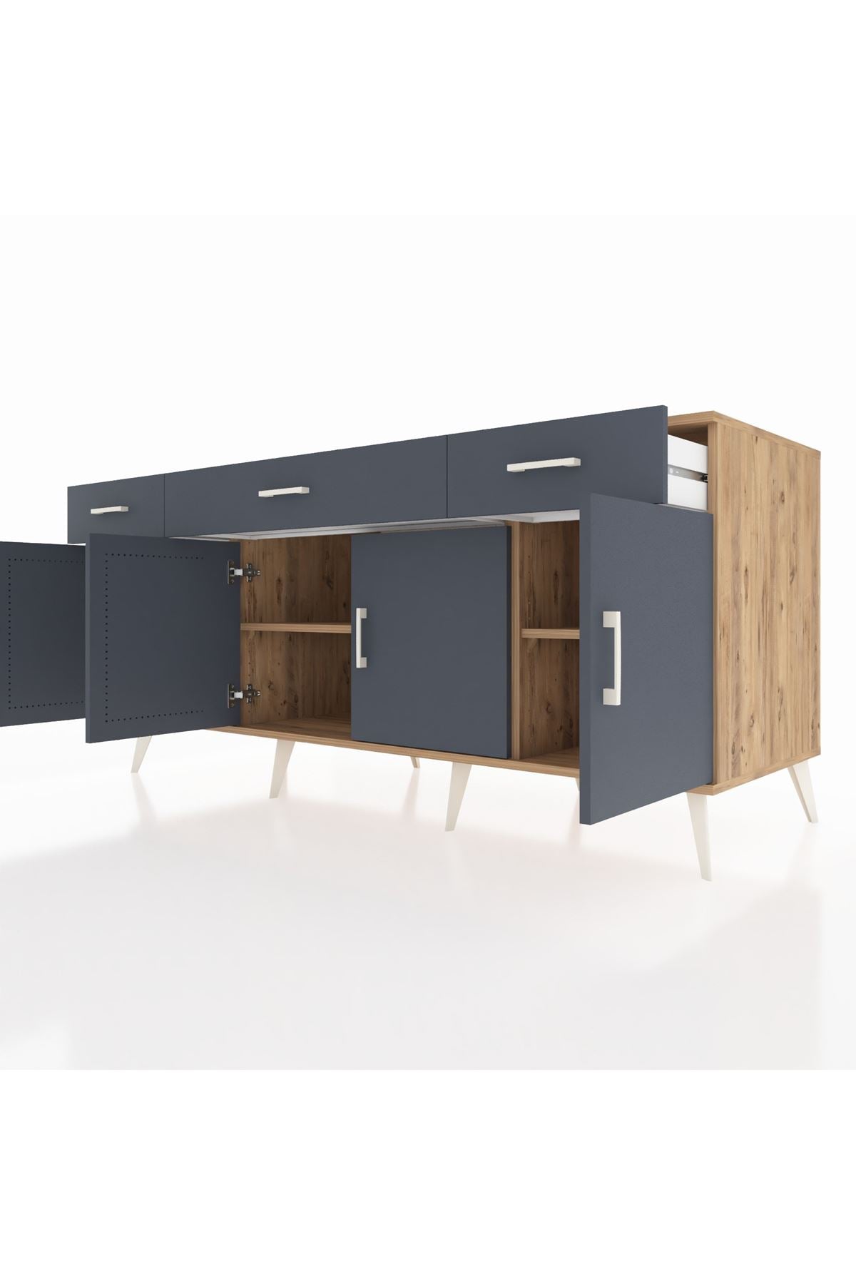 Kronos Konsol 3 Raflı 3 Çekmeceli 4 Kapaklı 176x59x83 - S610M008V26C