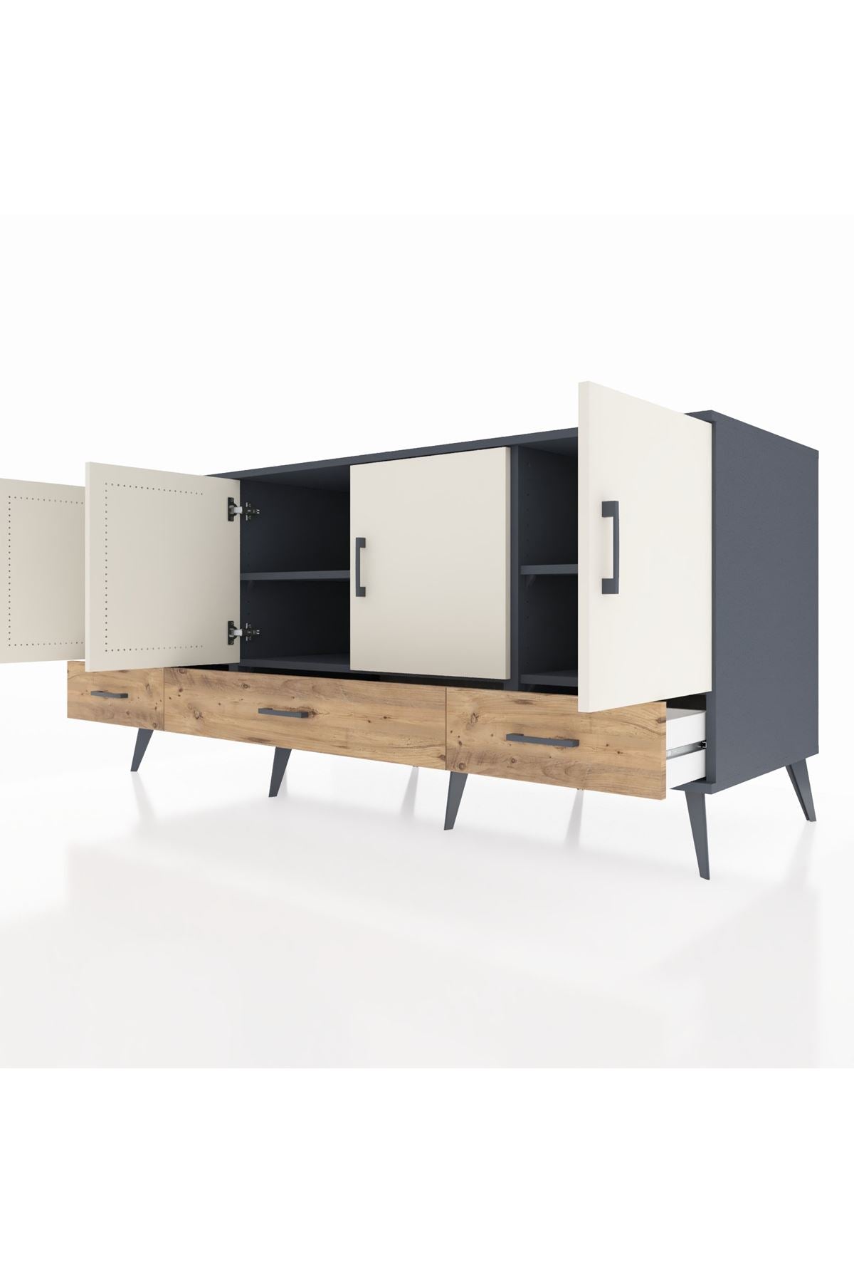 Kronos Konsol 6 Raflı 3 Çekmeceli 4 Kapaklı 176x59x83 - S610M009V15C