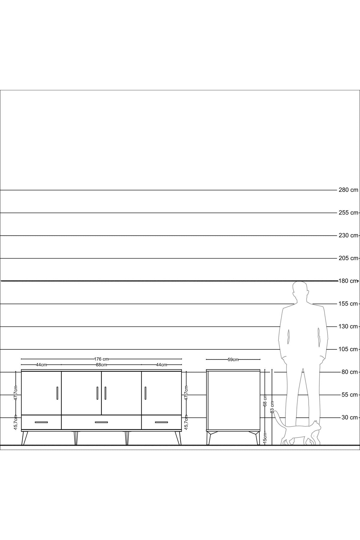 Kronos Konsol 6 Raflı 3 Çekmeceli 4 Kapaklı 176x59x83 - S610M009V22C