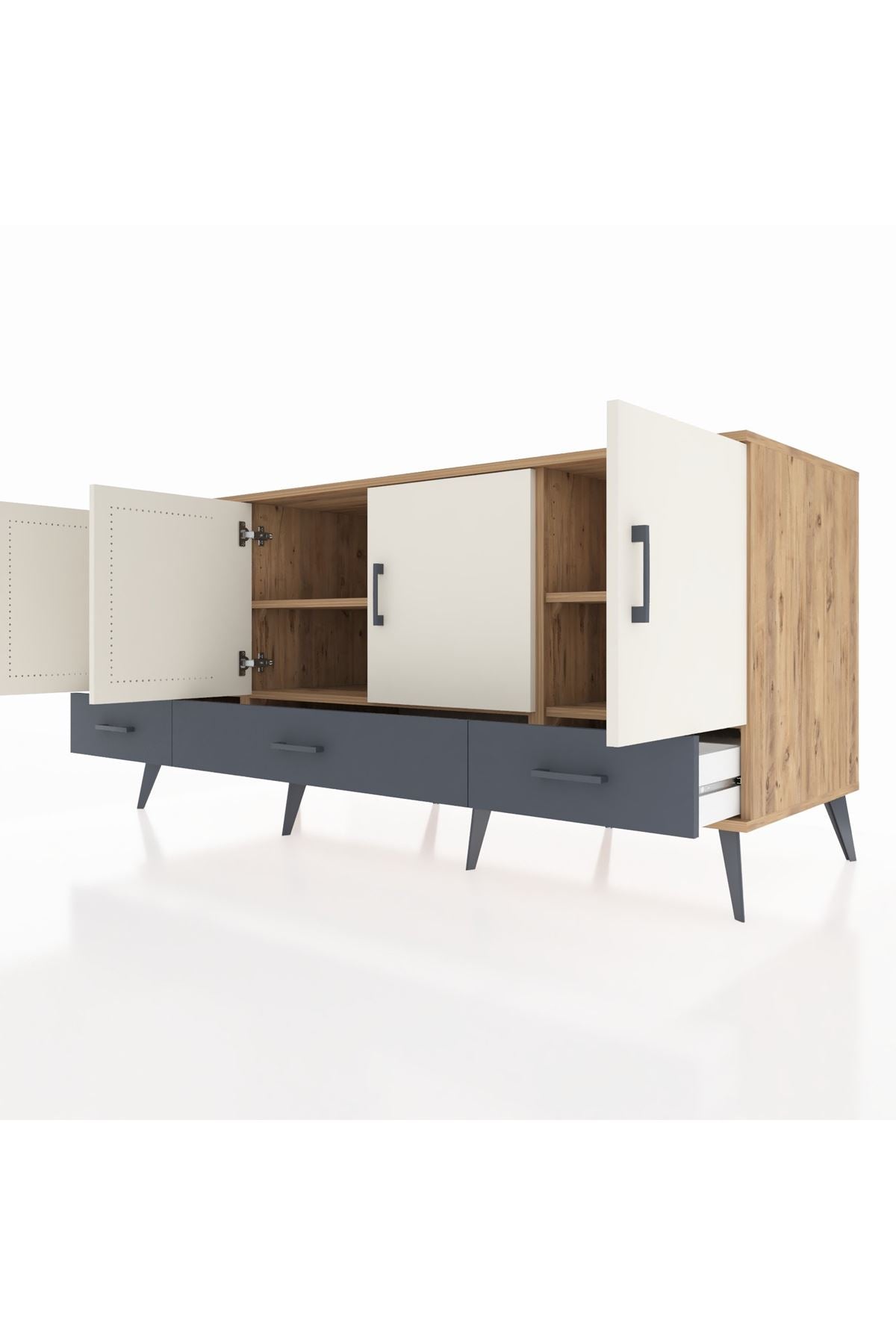 Kronos Konsol 6 Raflı 3 Çekmeceli 4 Kapaklı 176x59x83 - S610M009V23C