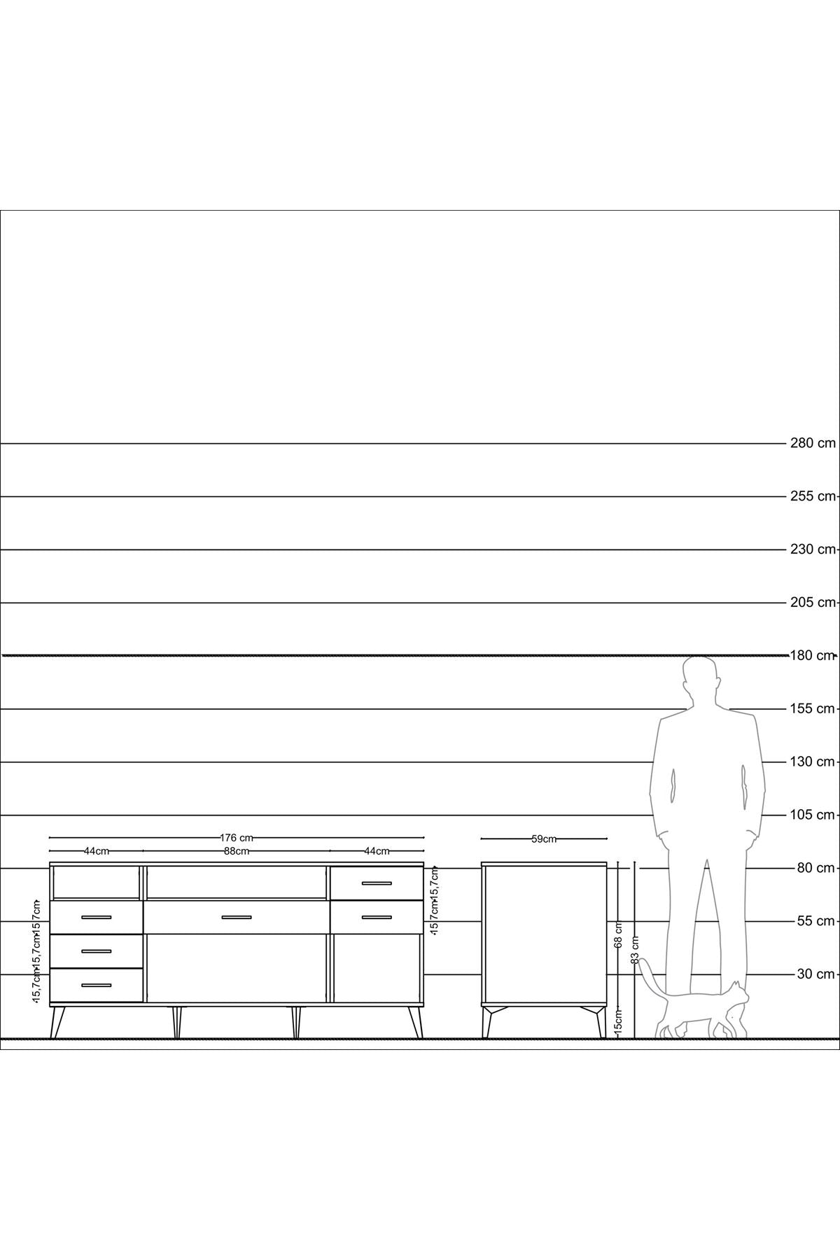 Kronos Konsol 2 Raflı 6 Çekmeceli 176x59x83 - S610M012V19C