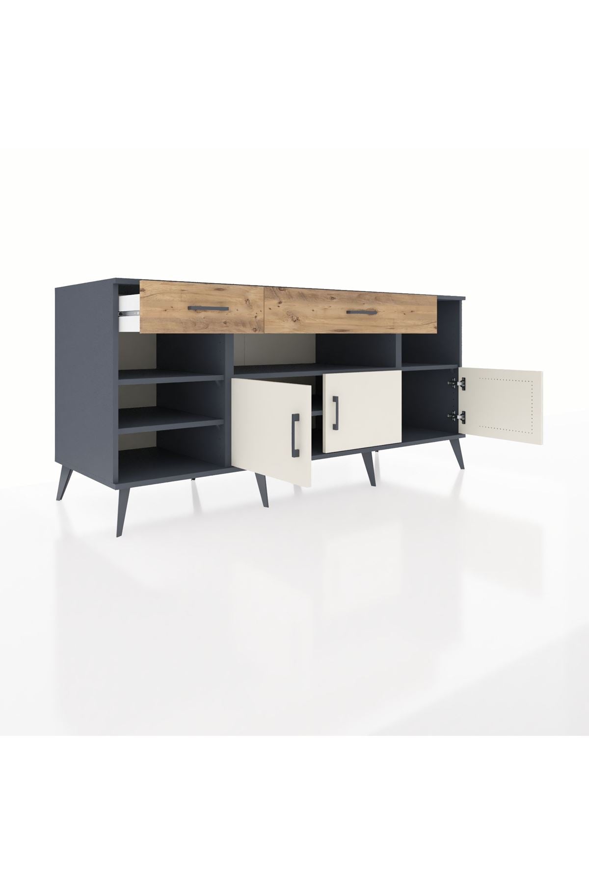 Kronos Konsol 5 Raflı 2 Çekmeceli 3 Kapaklı 176x59x83 - S610M013V15C