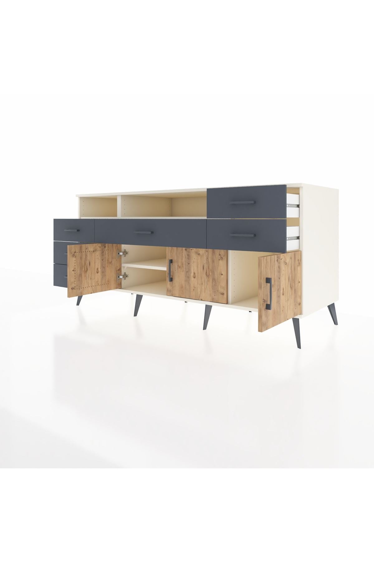 Kronos Konsol 3 Raflı 6 Çekmeceli 3 Kapaklı 176x59x83 - S610M014V02C