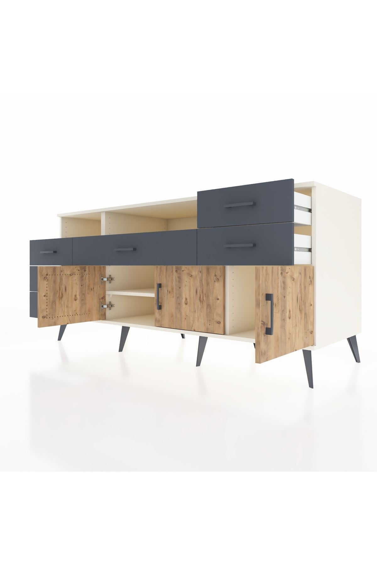 Kronos Konsol 3 Raflı 6 Çekmeceli 3 Kapaklı 176x59x83 - S610M014V02C