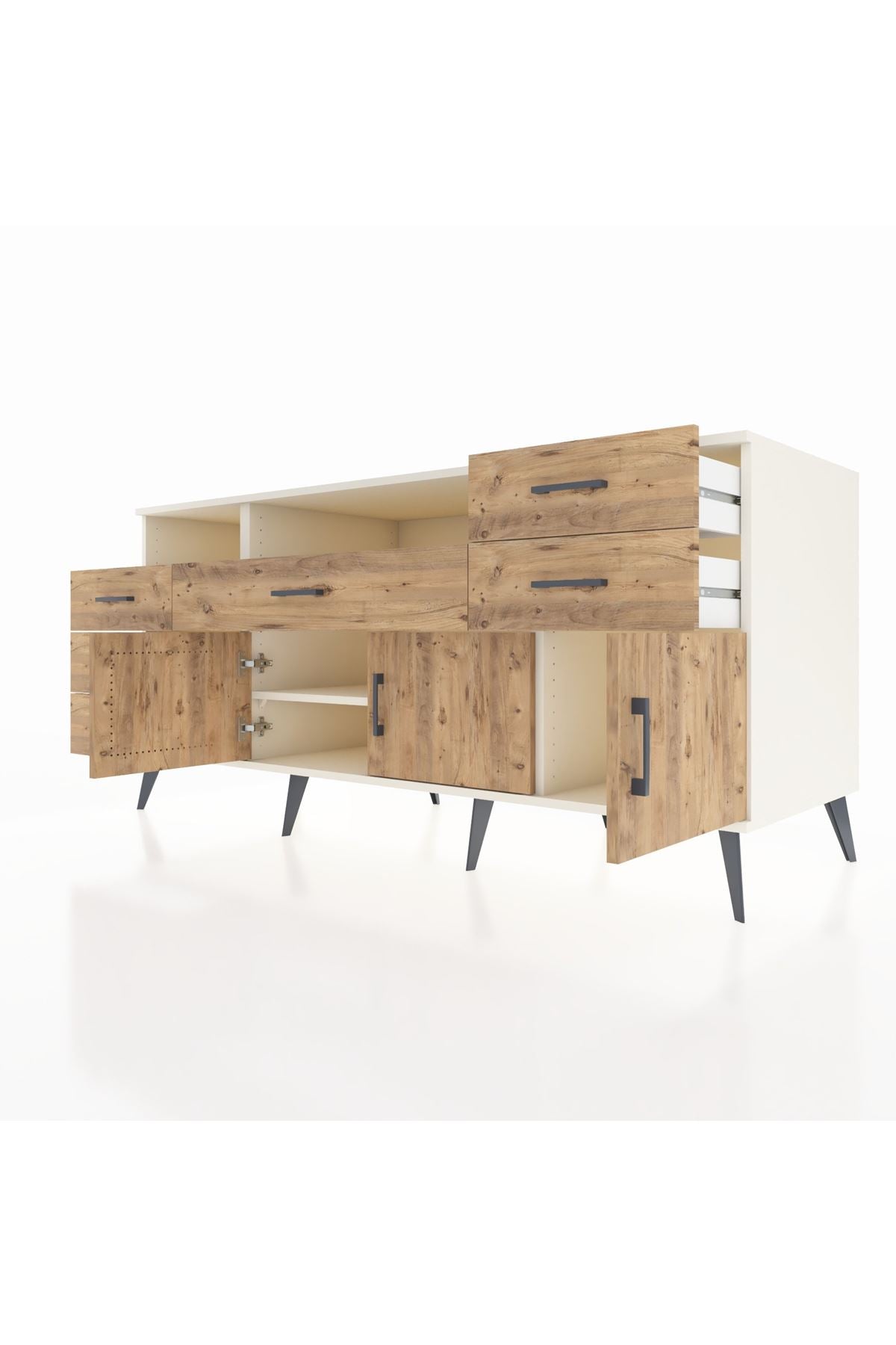 Kronos Konsol 3 Raflı 6 Çekmeceli 3 Kapaklı 176x59x83 - S610M014V03C