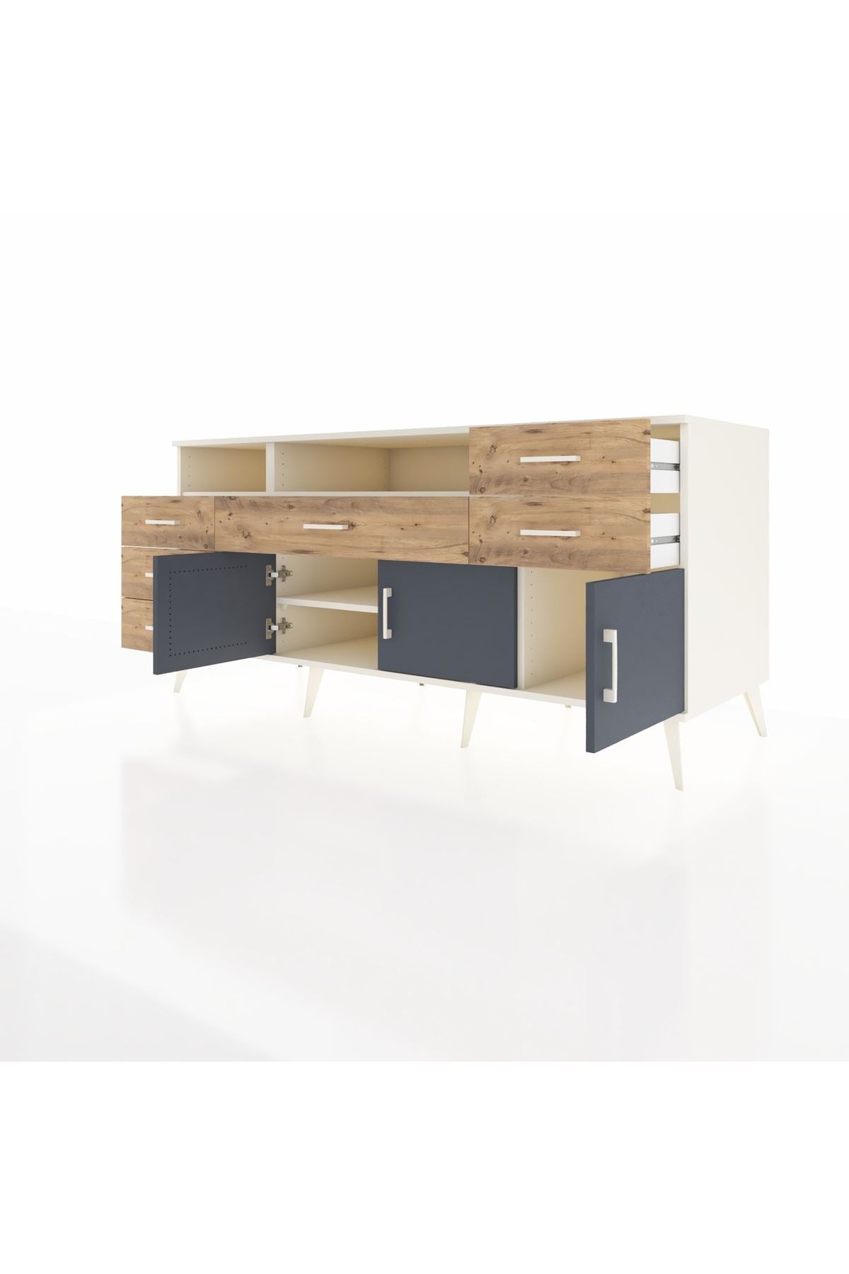 Kronos Konsol 3 Raflı 6 Çekmeceli 3 Kapaklı 176x59x83 - S610M014V09C
