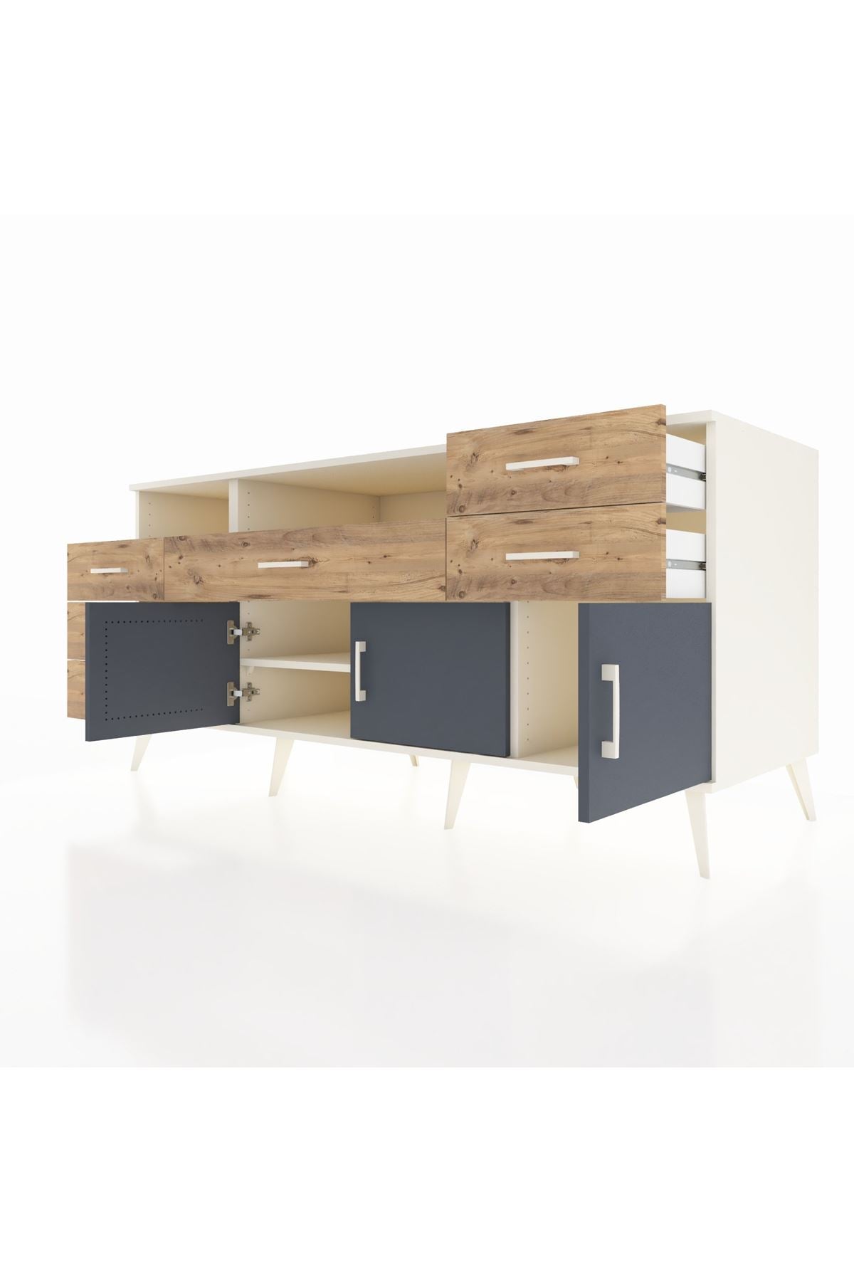 Kronos Konsol 3 Raflı 6 Çekmeceli 3 Kapaklı 176x59x83 - S610M014V09C