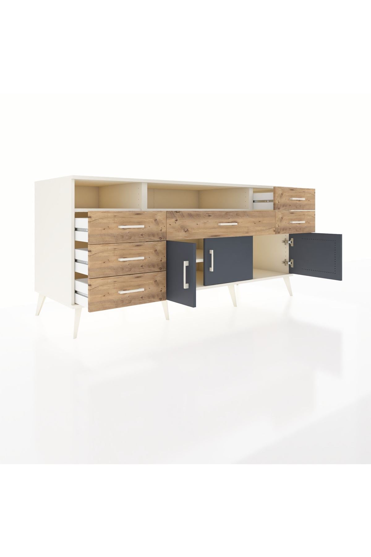 Kronos Konsol 3 Raflı 6 Çekmeceli 3 Kapaklı 176x59x83 - S610M014V09C
