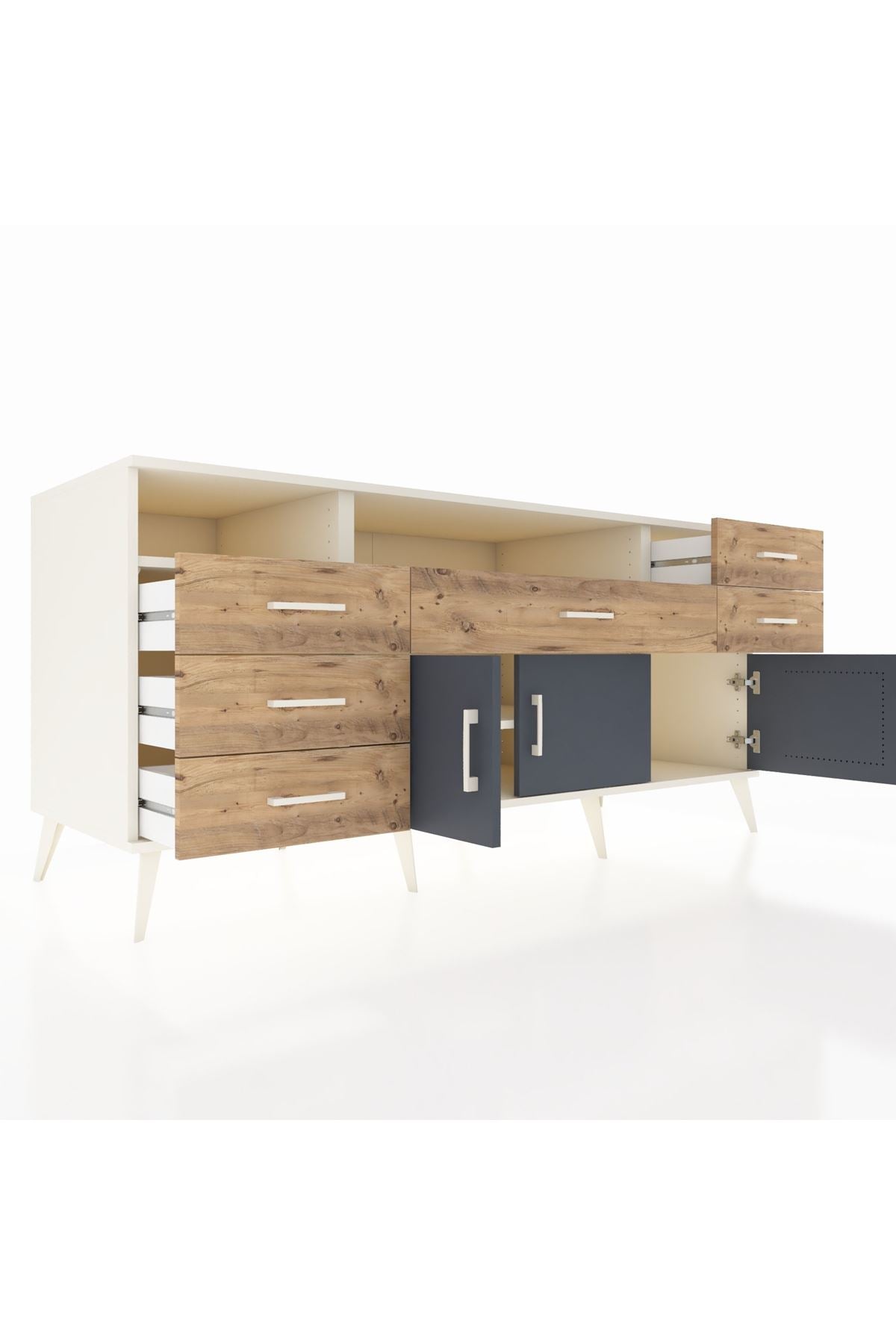 Kronos Konsol 3 Raflı 6 Çekmeceli 3 Kapaklı 176x59x83 - S610M014V09C