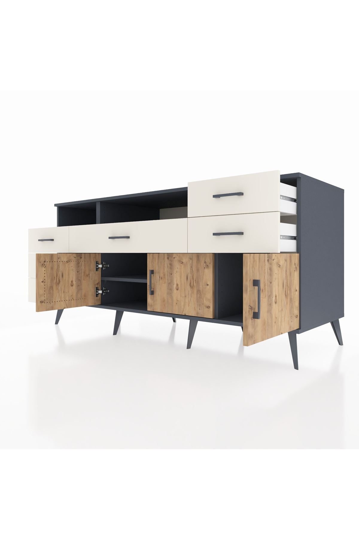 Kronos Konsol 3 Raflı 6 Çekmeceli 3 Kapaklı 176x59x83 - S610M014V10C