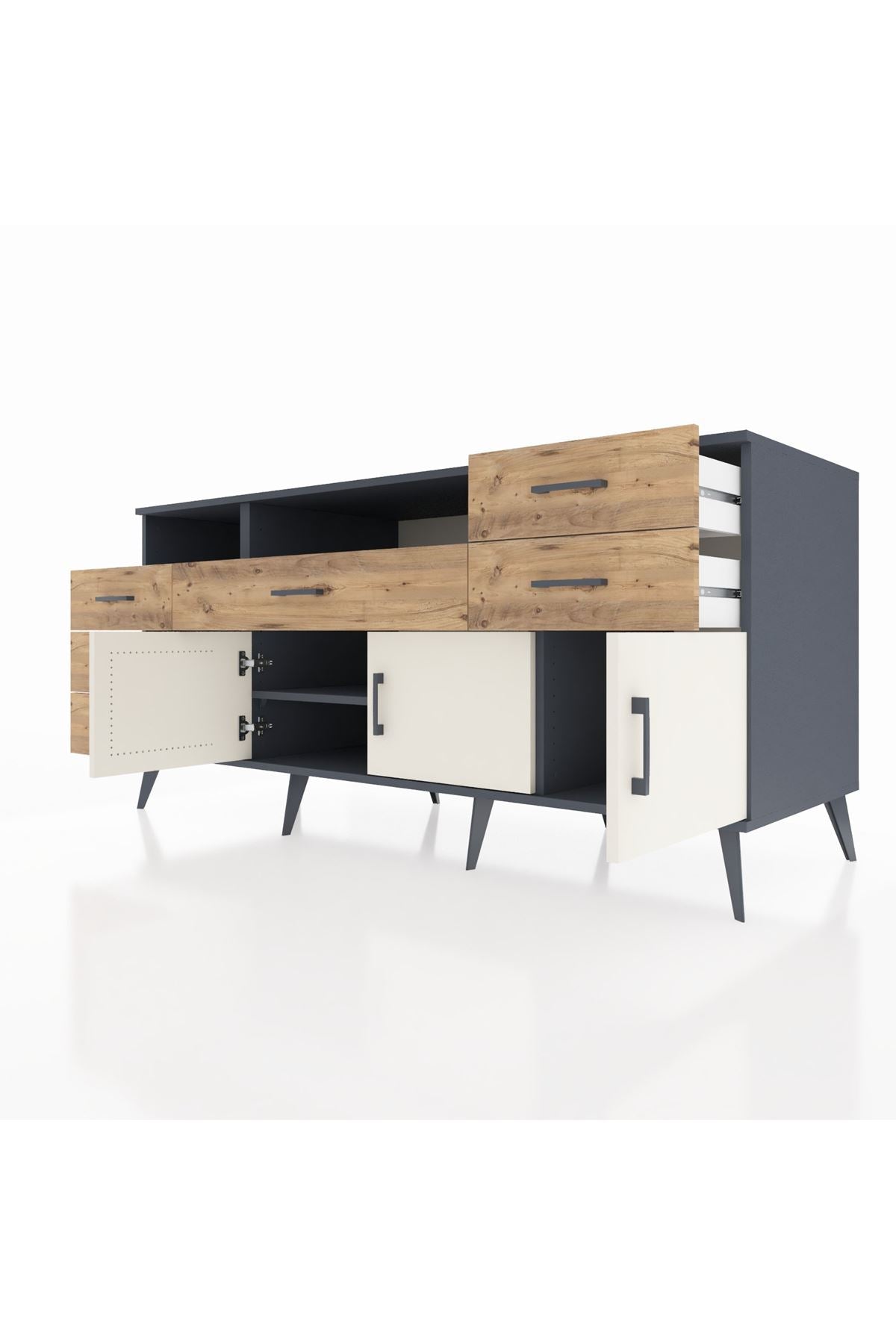 Kronos Konsol 3 Raflı 6 Çekmeceli 3 Kapaklı 176x59x83 - S610M014V15C