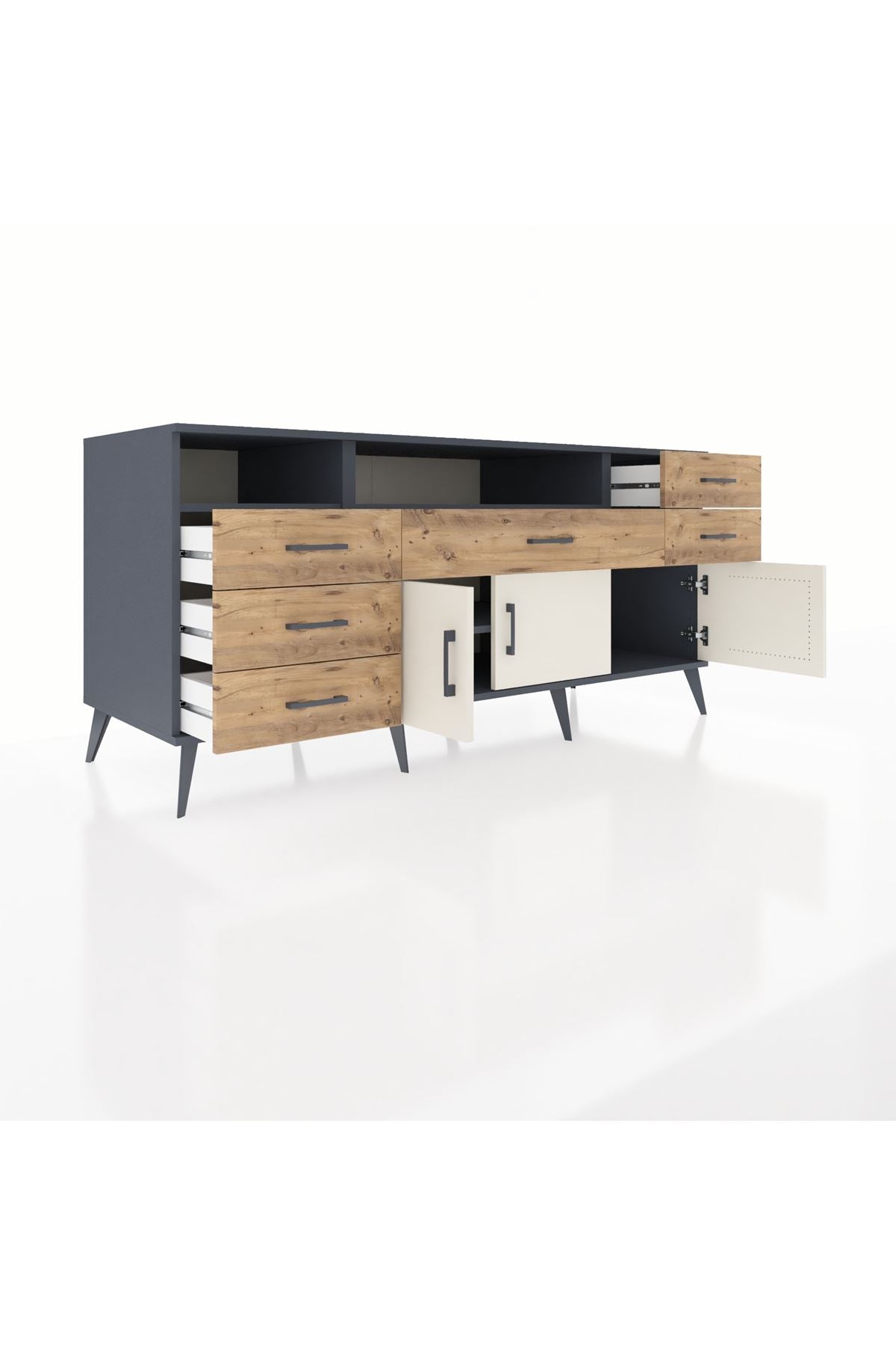 Kronos Konsol 3 Raflı 6 Çekmeceli 3 Kapaklı 176x59x83 - S610M014V15C