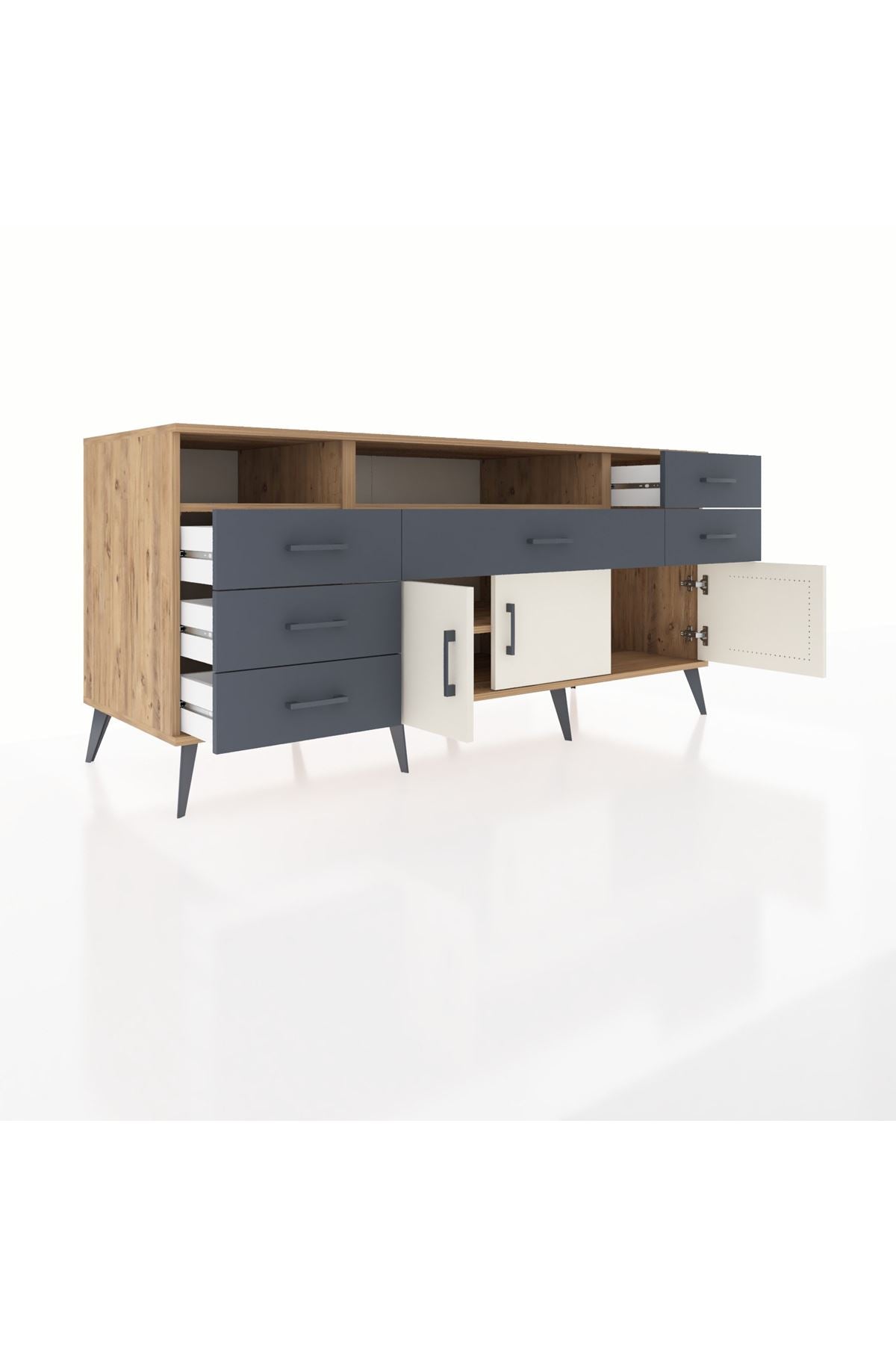 Kronos Konsol 3 Raflı 6 Çekmeceli 3 Kapaklı 176x59x83 - S610M014V23C