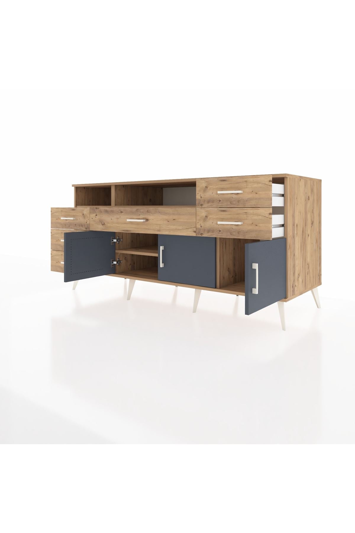 Kronos Konsol 3 Raflı 6 Çekmeceli 3 Kapaklı 176x59x83 - S610M014V27C