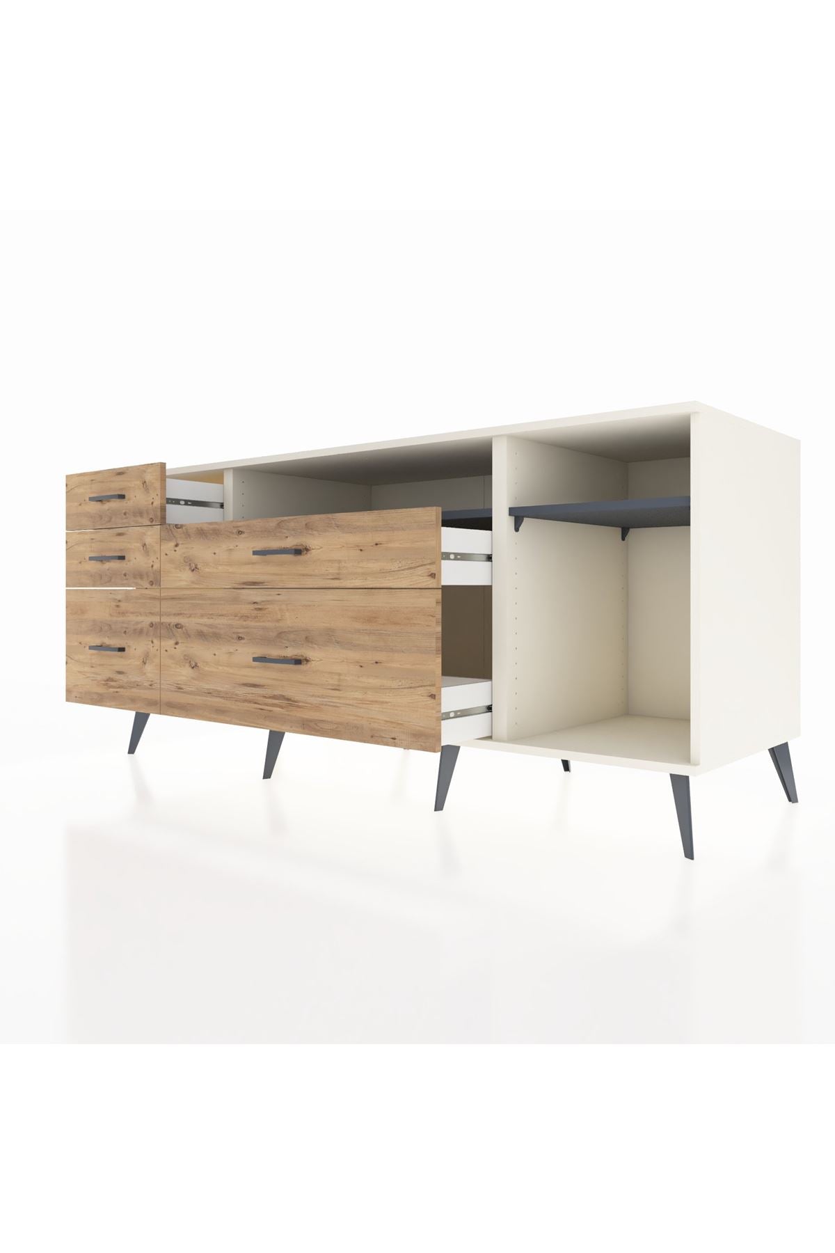 Kronos Konsol 2 Raflı 5 Çekmeceli 176x59x83 - S610M015V09C