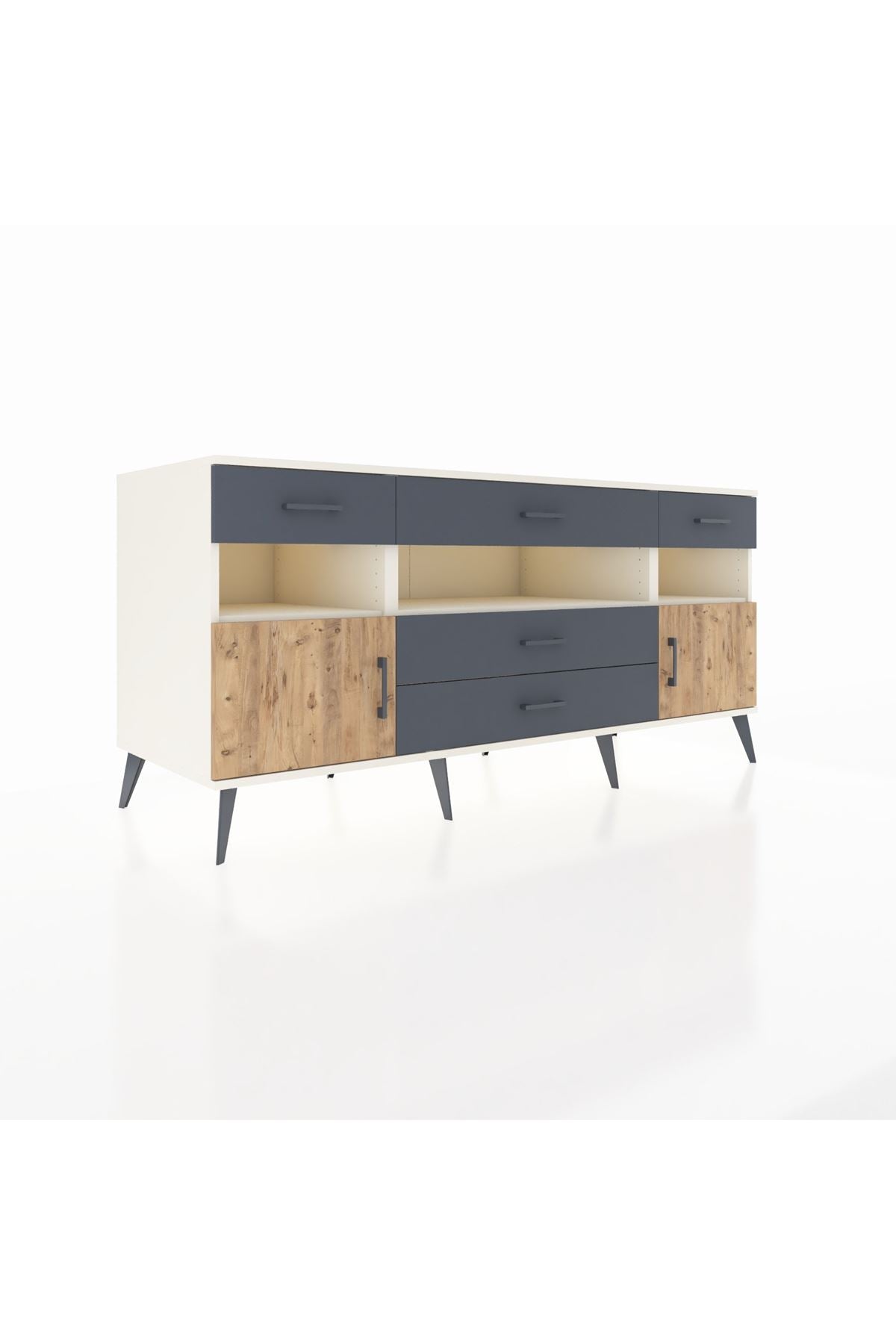 Kronos Konsol 3 Raflı 5 Çekmeceli 2 Kapaklı 176x59x83 - S610M016V02C