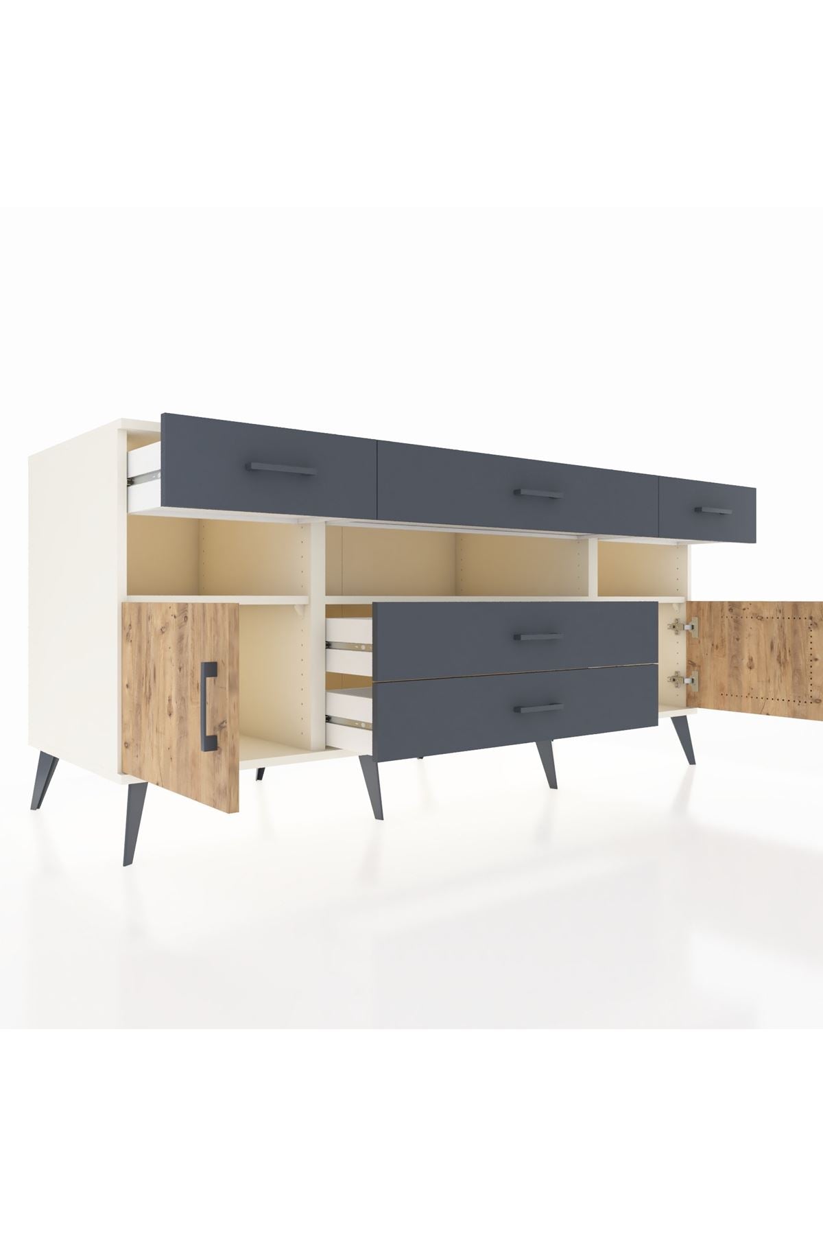 Kronos Konsol 3 Raflı 5 Çekmeceli 2 Kapaklı 176x59x83 - S610M016V02C