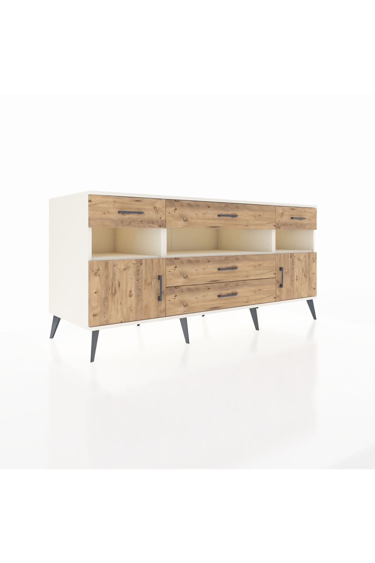 Kronos Konsol 3 Raflı 5 Çekmeceli 2 Kapaklı 176x59x83 - S610M016V03C