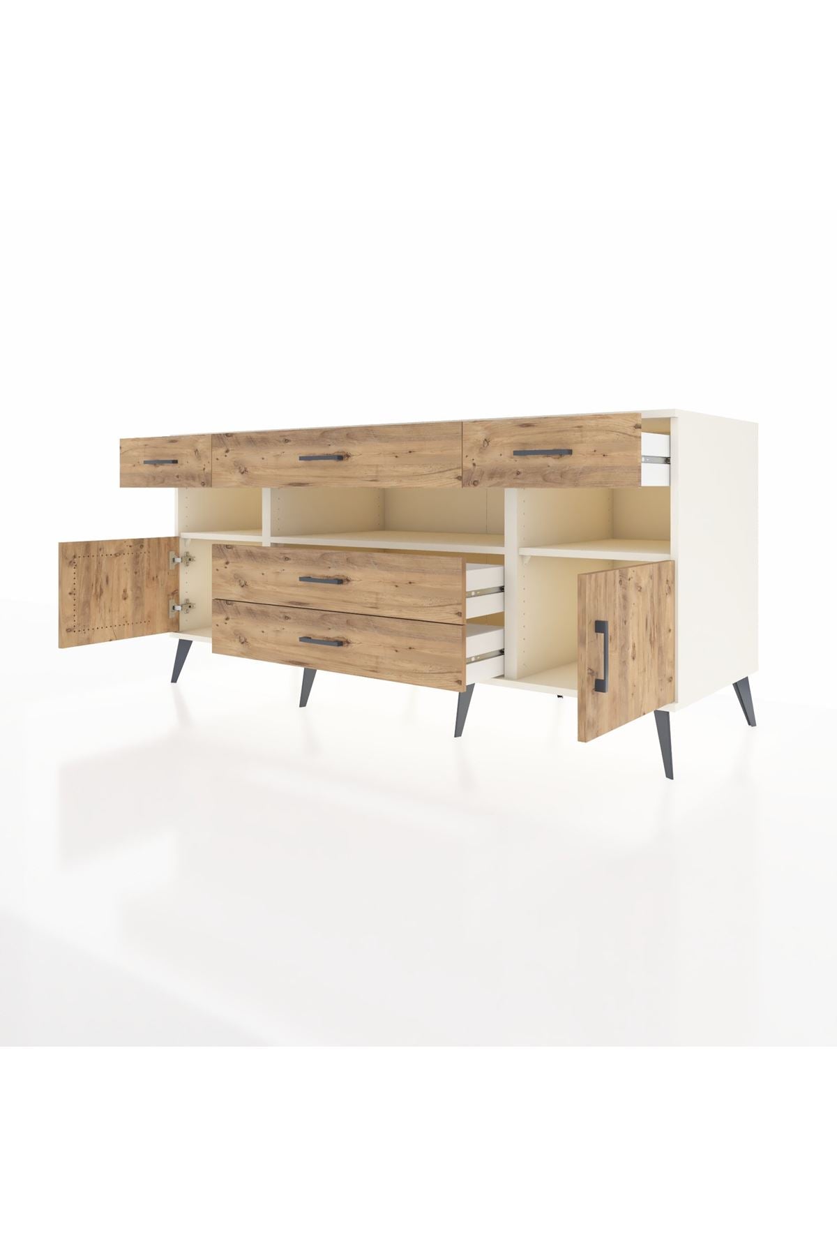 Kronos Konsol 3 Raflı 5 Çekmeceli 2 Kapaklı 176x59x83 - S610M016V03C