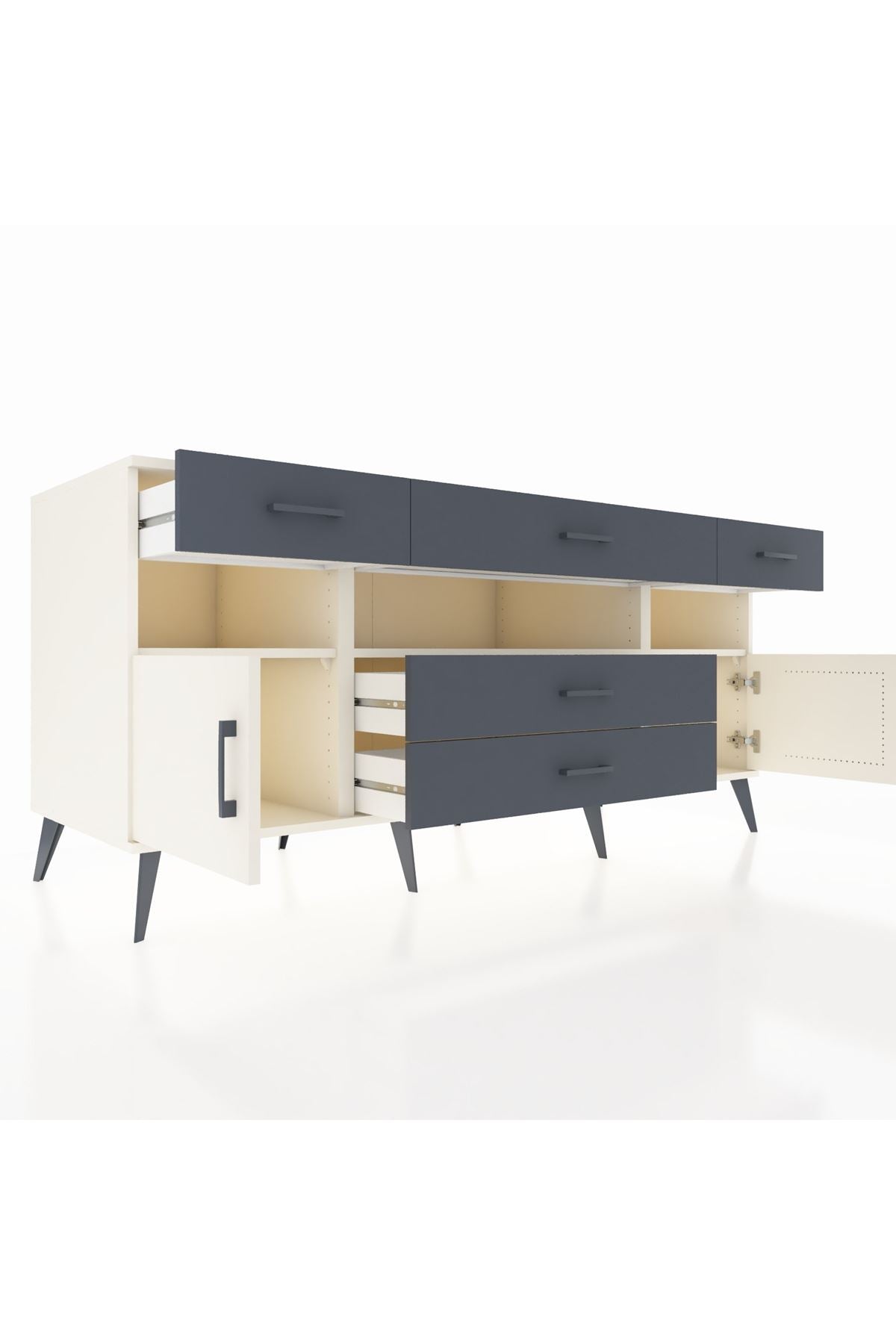 Kronos Konsol 3 Raflı 5 Çekmeceli 2 Kapaklı 176x59x83 - S610M016V05C