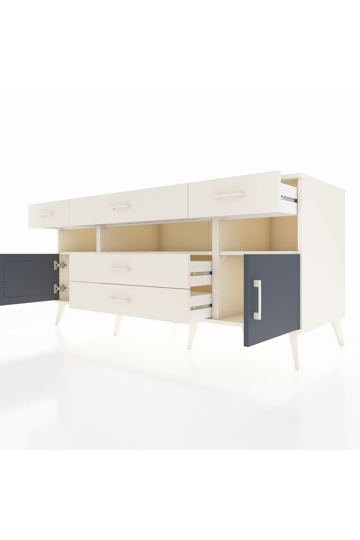 Kronos Konsol 3 Raflı 5 Çekmeceli 2 Kapaklı 176x59x83 - S610M016V07C