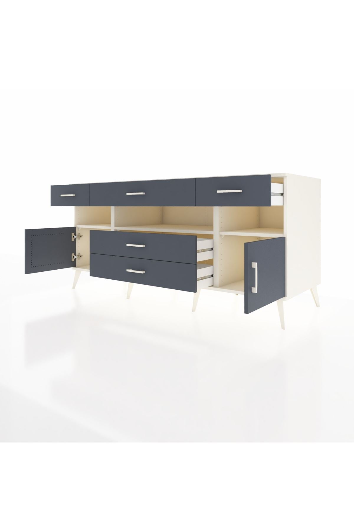 Kronos Konsol 3 Raflı 5 Çekmeceli 2 Kapaklı 176x59x83 - S610M016V08C